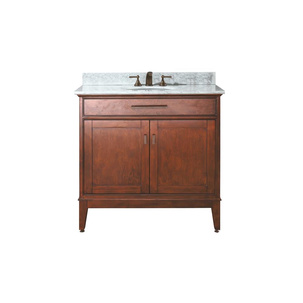 Avanity MADISON-VS36-TO-C Madison 37-in Tobacco Undermount Single Sink Bathroom Vanity with White Natural Marble Top
