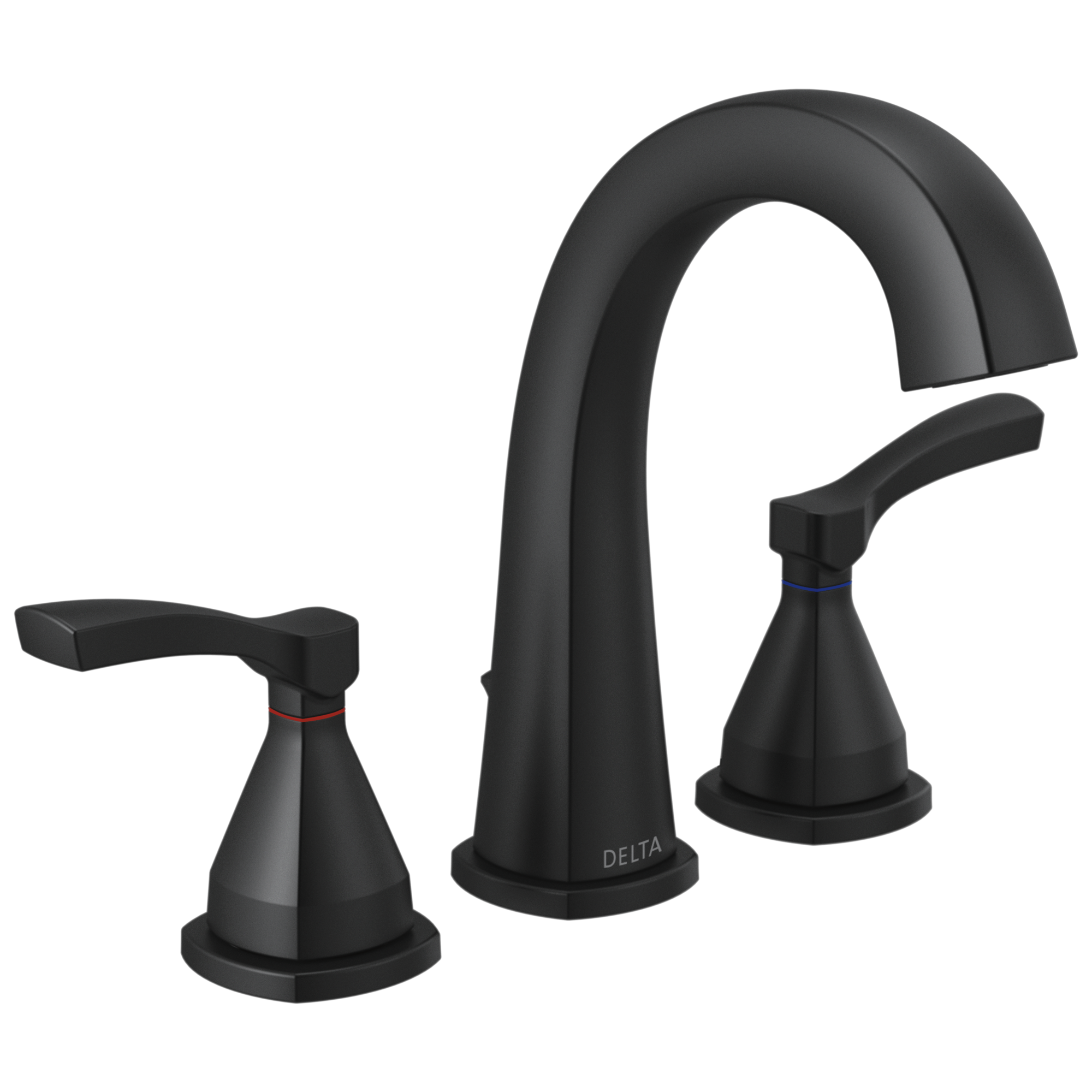 Delta 35775-BLMPU-DST Stryke Matte Black 2-handle Widespread WaterSense Mid-arc Bathroom Sink Faucet with Drain