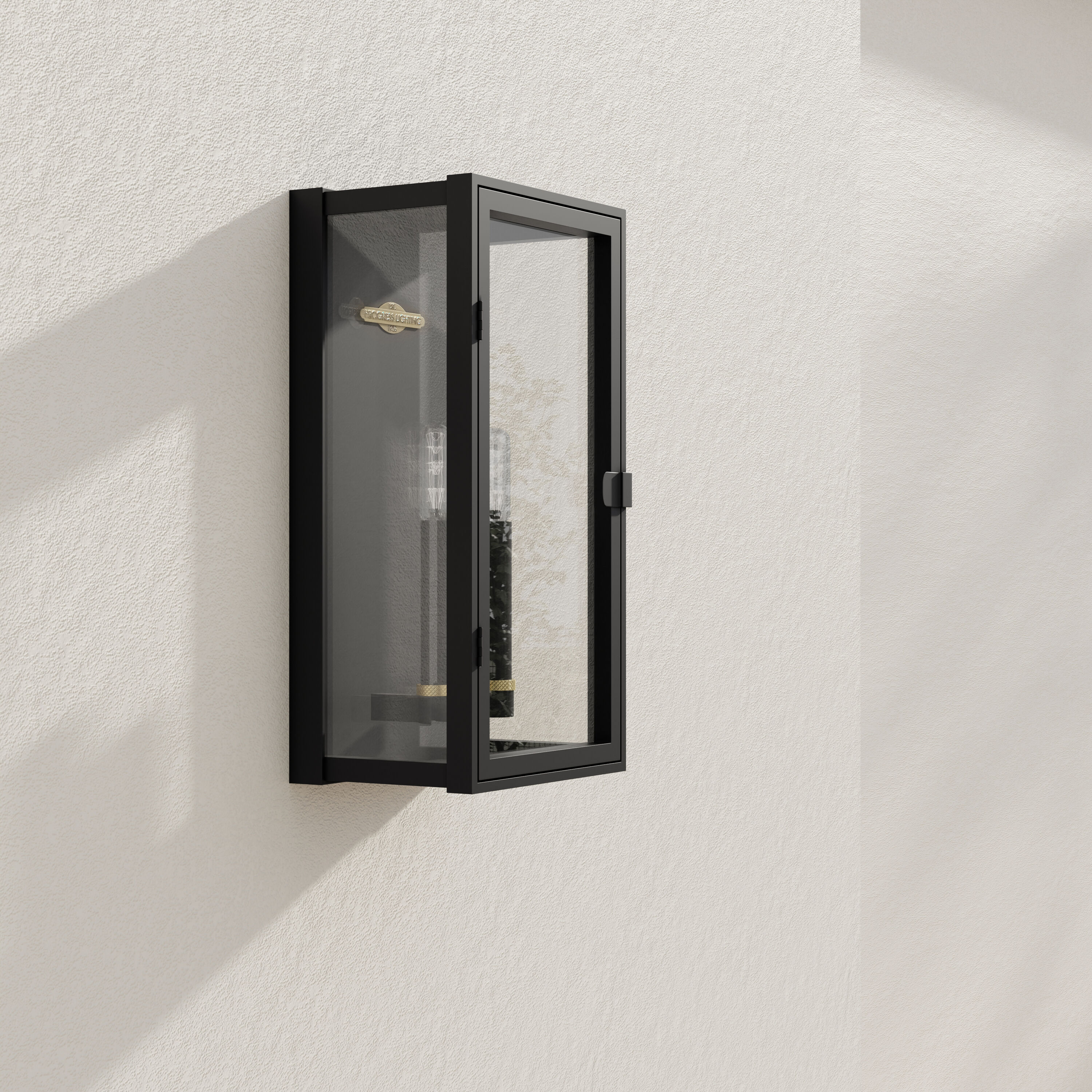 Textured Black 2-Light Outdoor Wall Lantern with Clear Glass