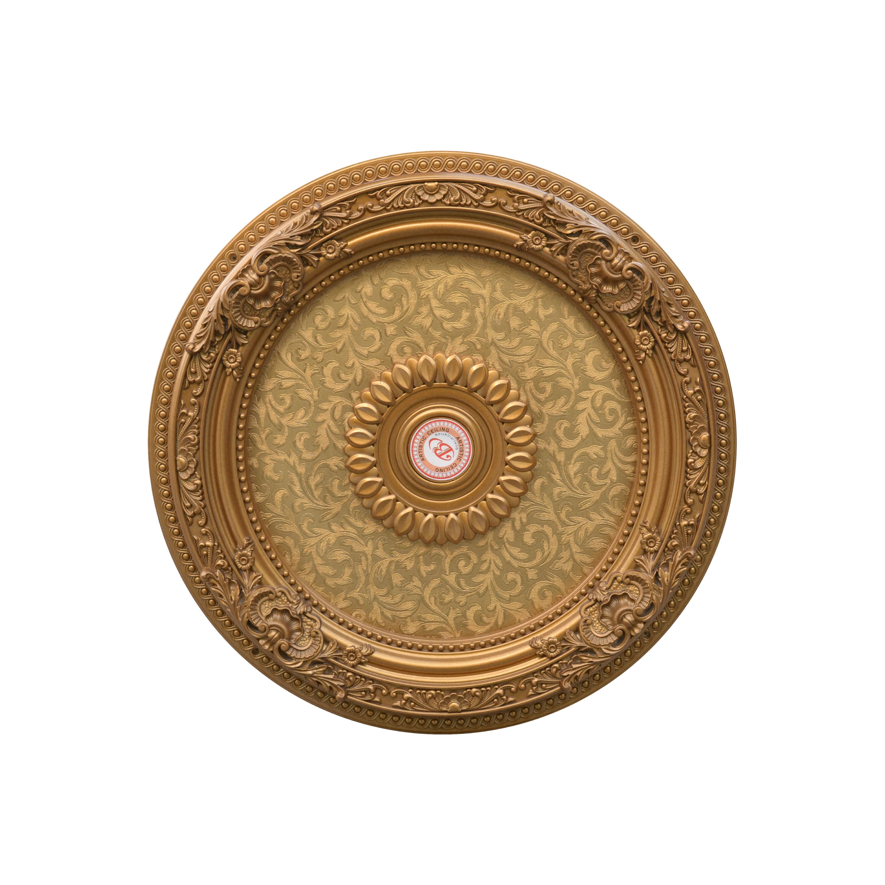 Golden Floral Polystyrene Ceiling Medallion, 24 Inches