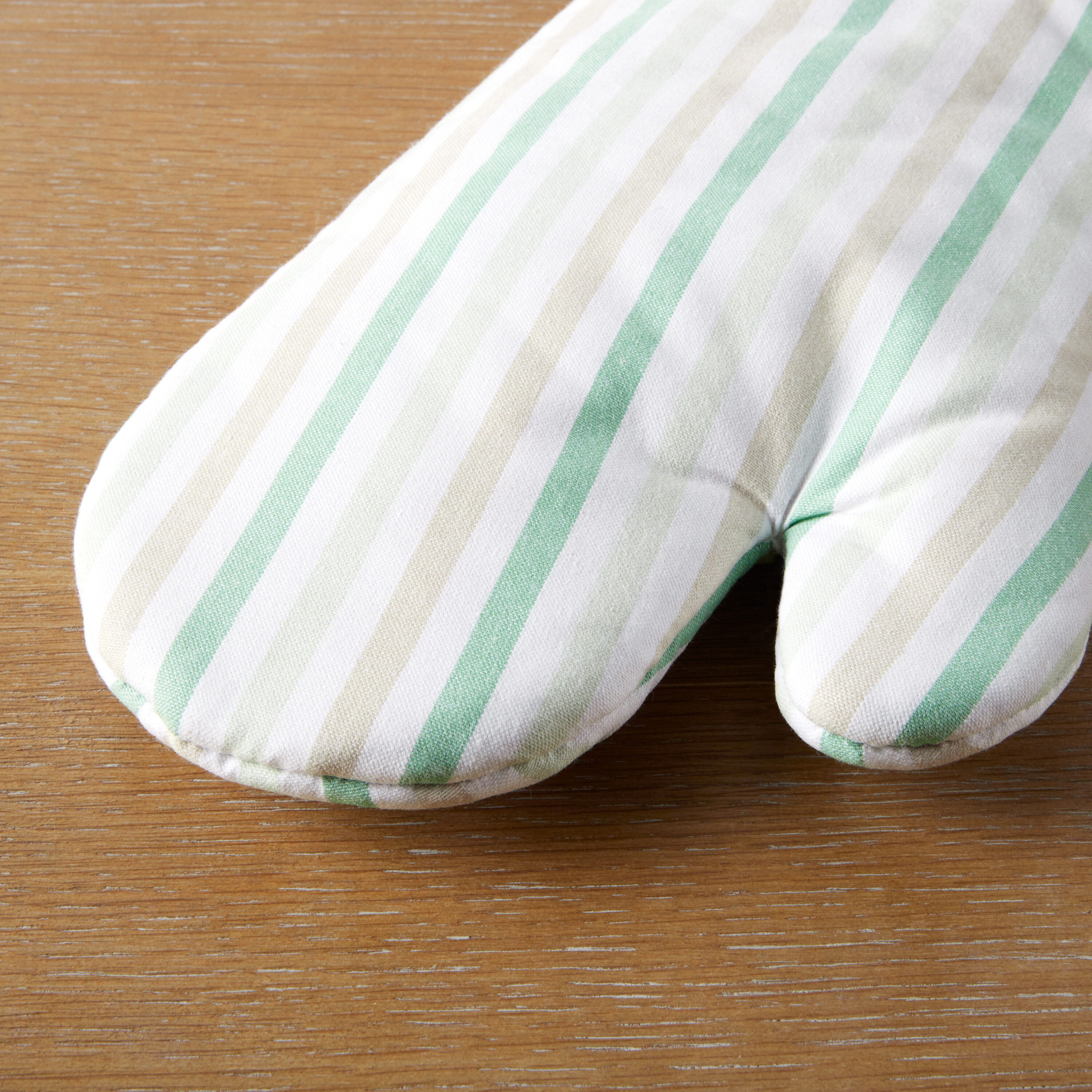 Mint and White Striped Cotton Oven Mitt Set, 7"x13"