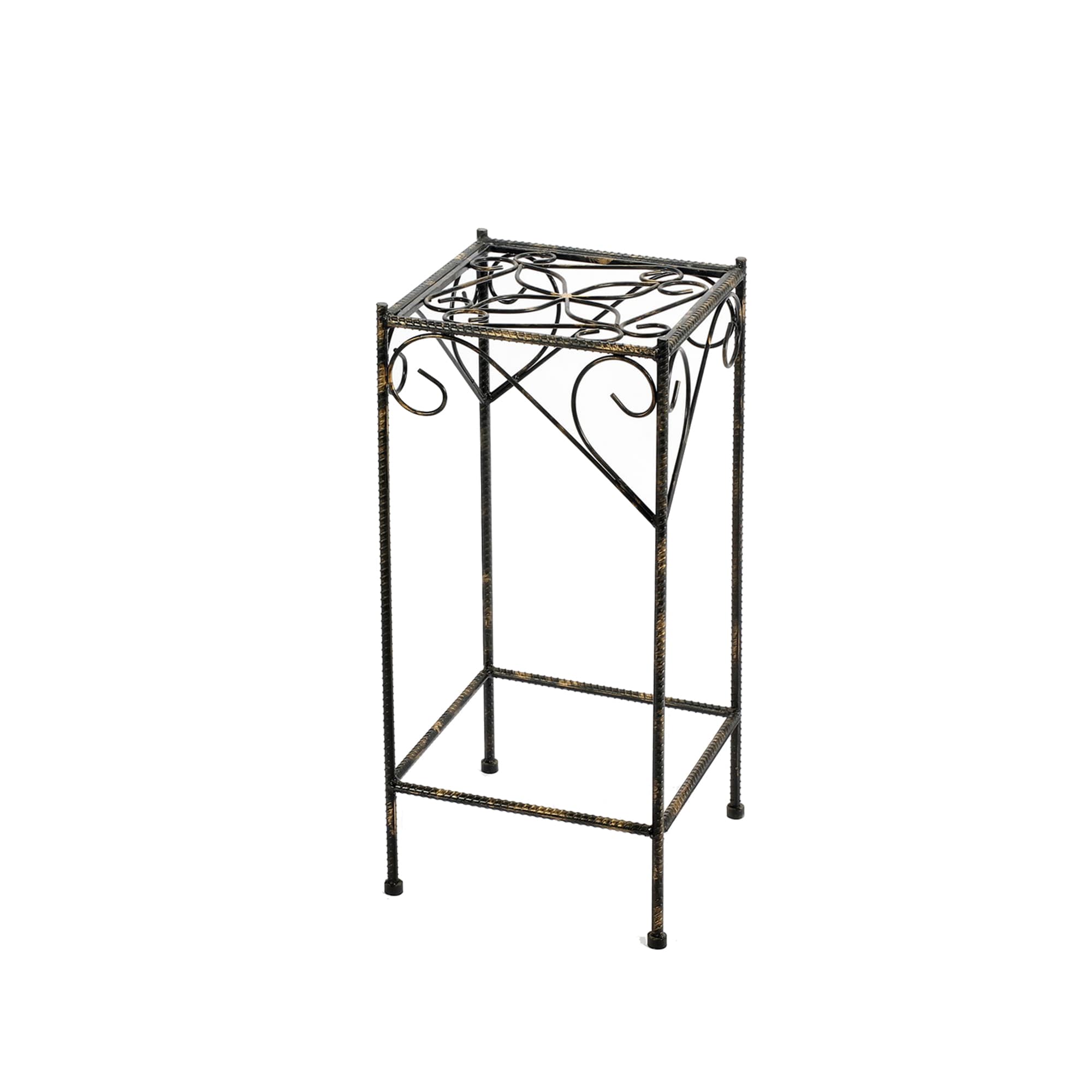 AHIOU HOME ZAAHG-115985PS Everett 26-in H x 12.5-in W BlackGold Indoor/Outdoor Square Cast iron Plant Stand
