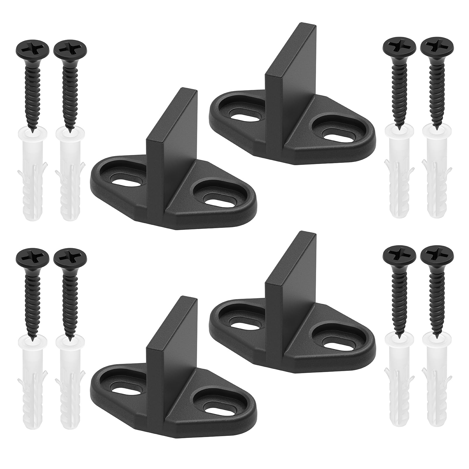 Anqtovp  Sliding Door Bottom Guide Floor Mount 4 Pack Heavy Duty Metal Hardware Matte Black T Shape Guide for Barn Pocket Doors