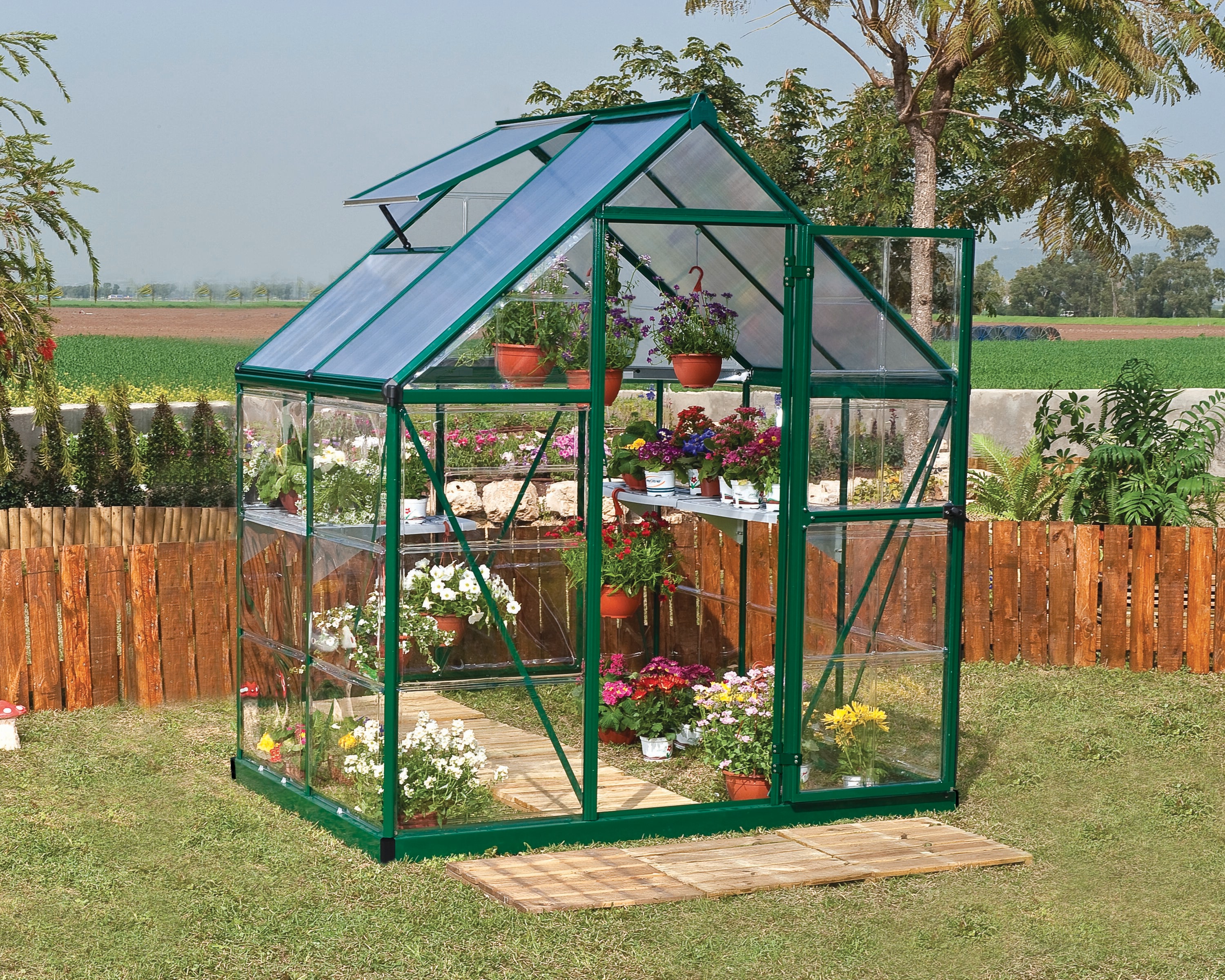 Palram 6' x 4' Green Polycarbonate and Aluminum Walk-In Greenhouse