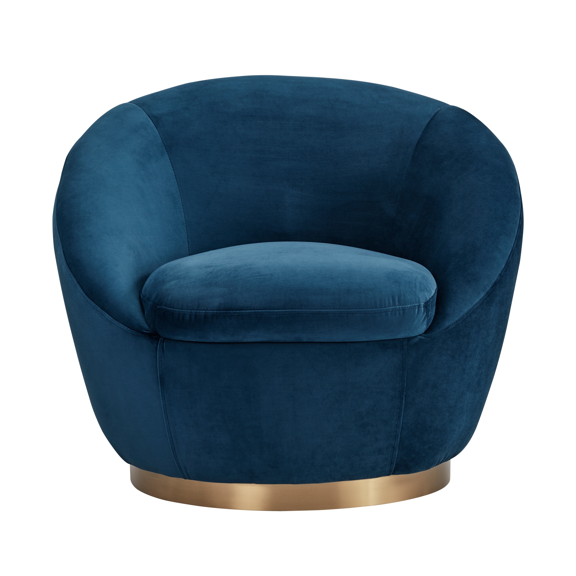 Armen Living LCYVCHNAVY Modern Gold Velvet Swivel Barrel Chair