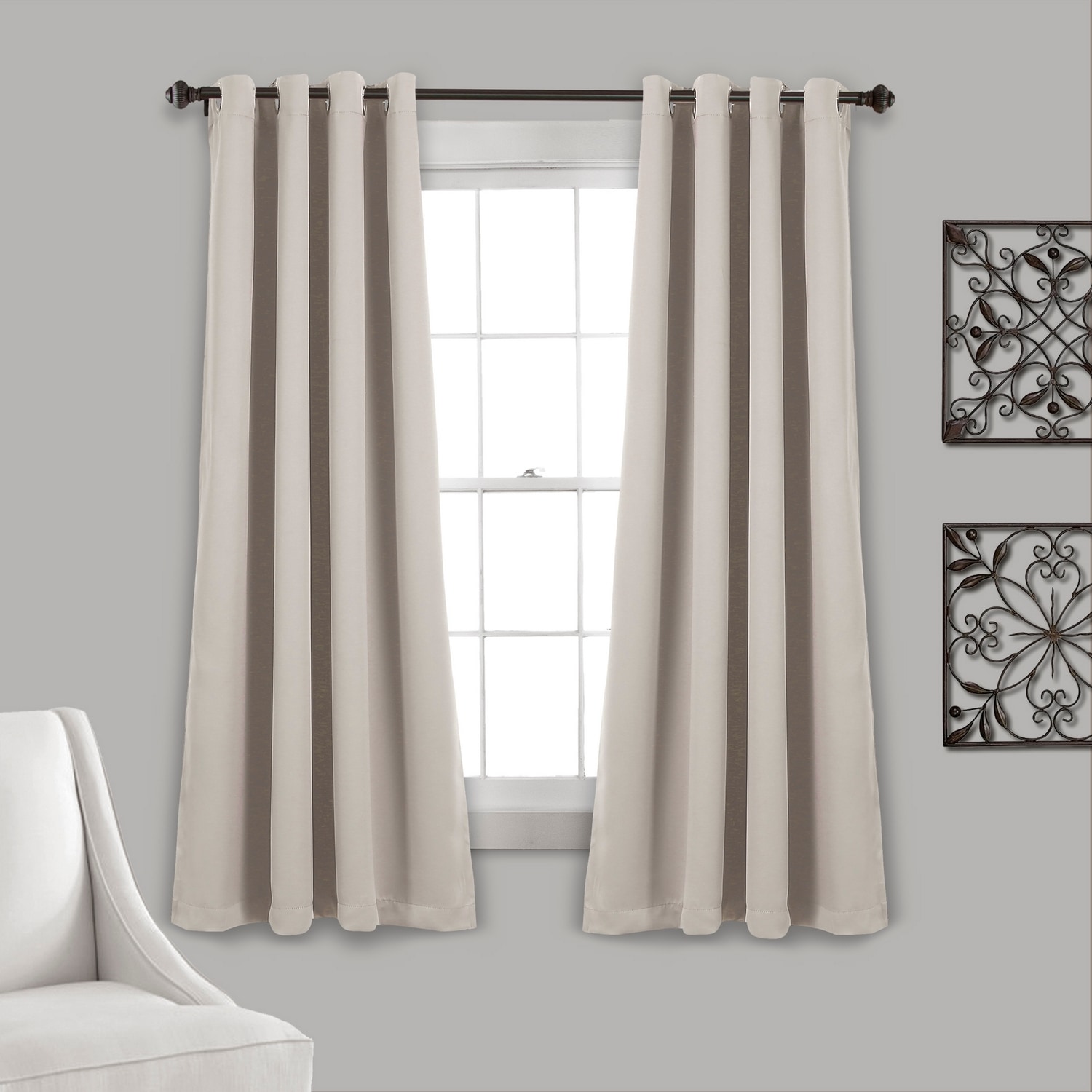 Lush Decor 16T003461 63-Inches Wheat Blackout Grommet Curtain panel pair