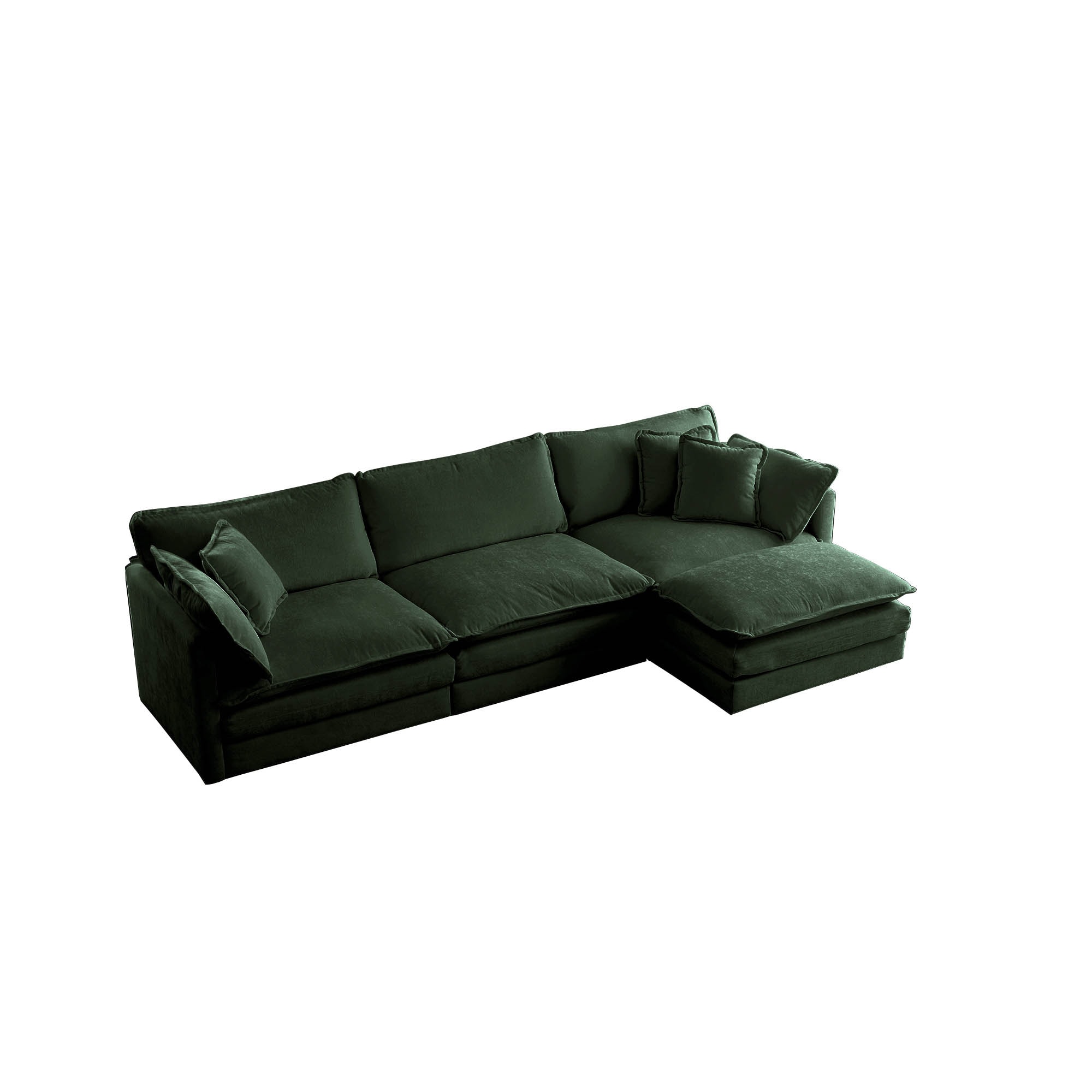 Bybafun YA3700518 111.5-in Modern Green Chenille 3 -seater Sectional