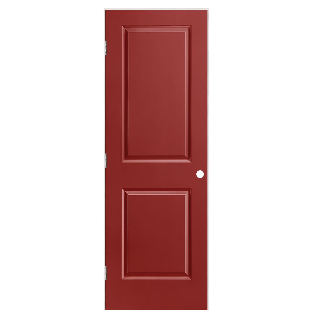 Masonite 1316120 28-in x 80-in Barn Red Solid core 2-panel square Right hand Smooth Prefinished Molded composite Flat Jamb Single Prehung Interior Door