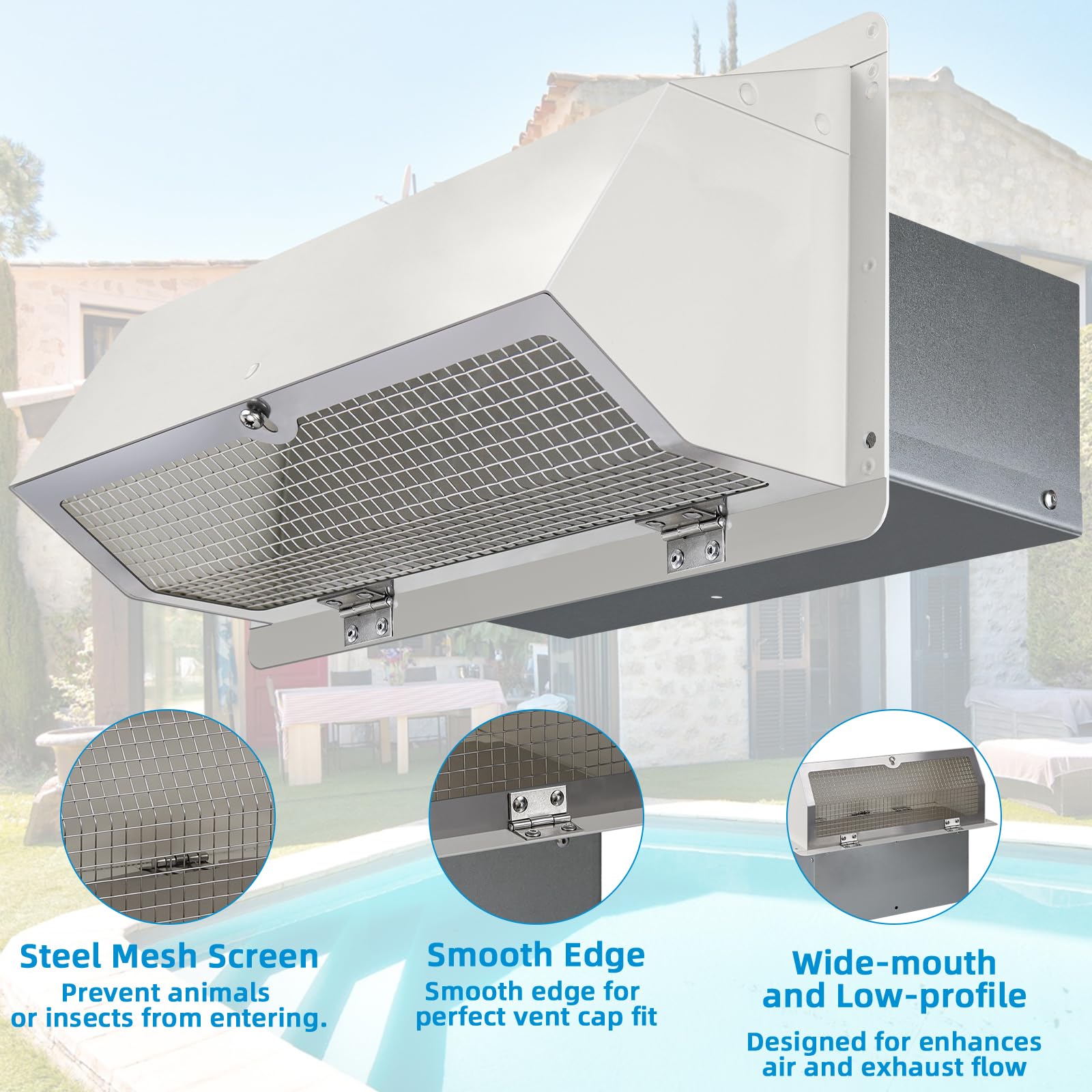 Anqtovp Wall Vent Cap for Microwave Vent Range Hood Exhaust Vent Hood ...