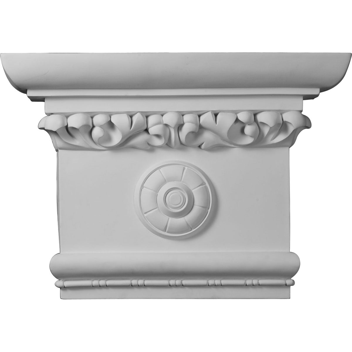 Ekena Millwork CAP24X17X06VI Victorian 24-in x 16-1/2-in Primed Urethane Capital Entry Door Casing Accent