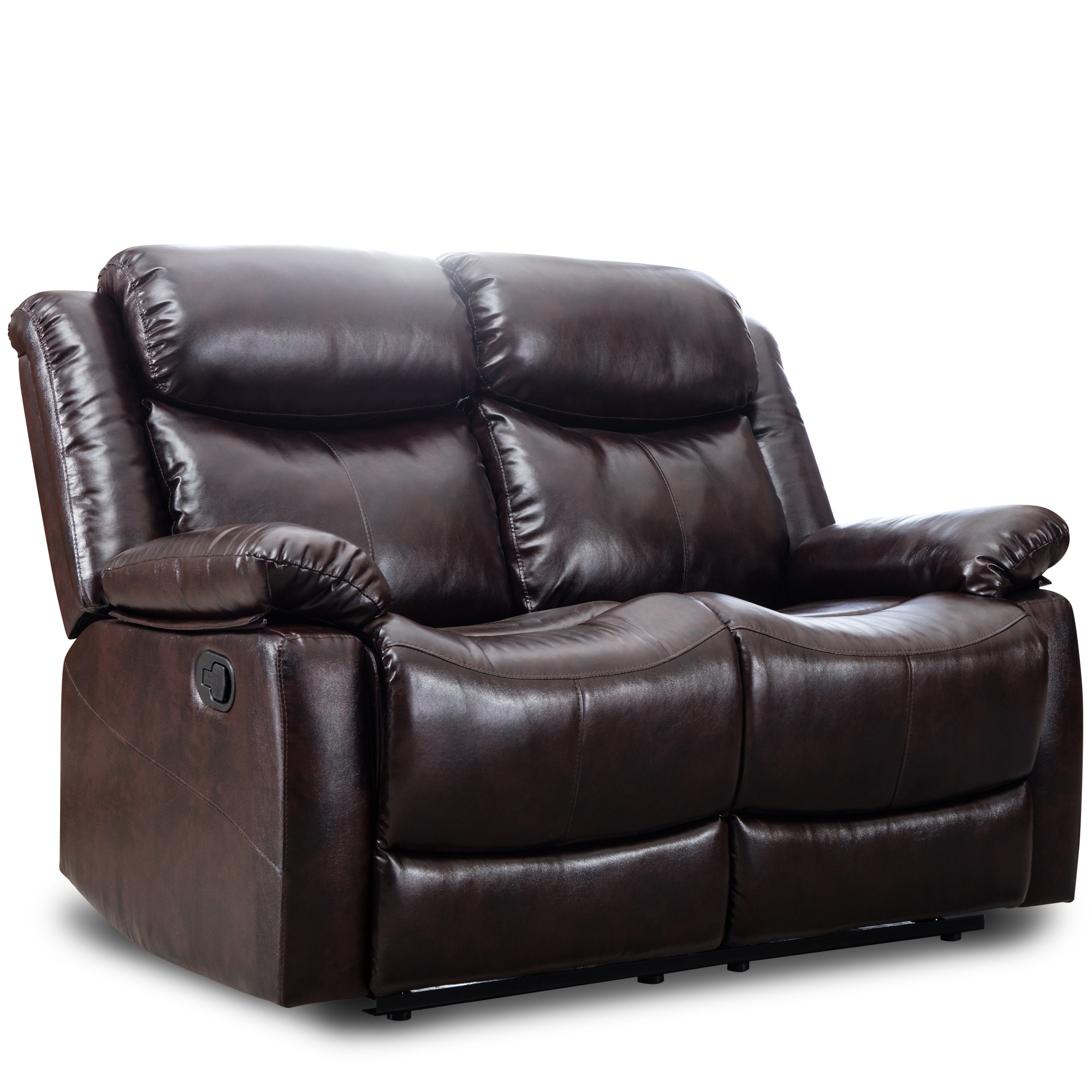 CASAINC MD-W50720076 Manual reclining loveseat 54-in Modern Brown Faux Leather Reclining Loveseat