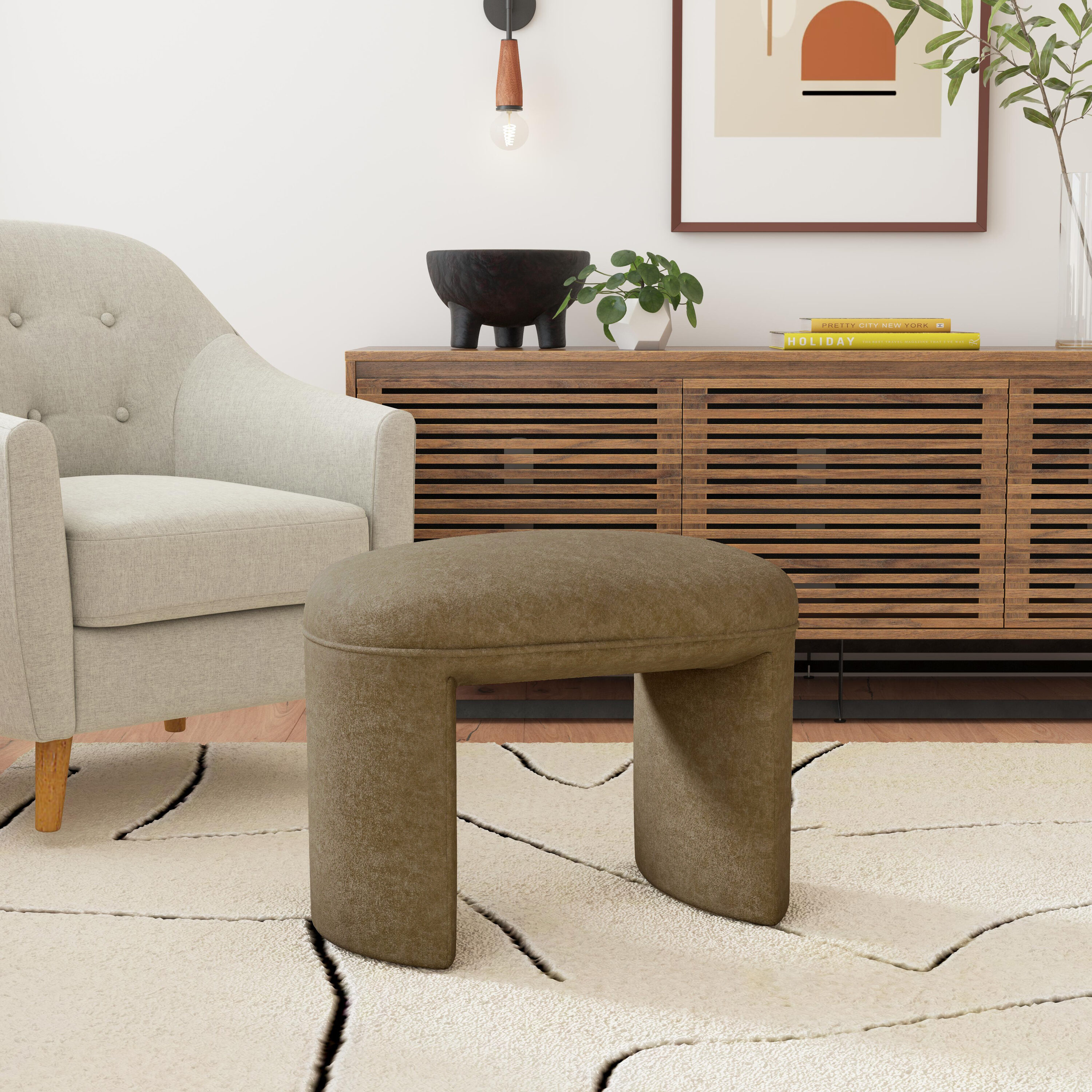HomePop K8701-B318 Quinn Modern Mocha Velvet Ottoman