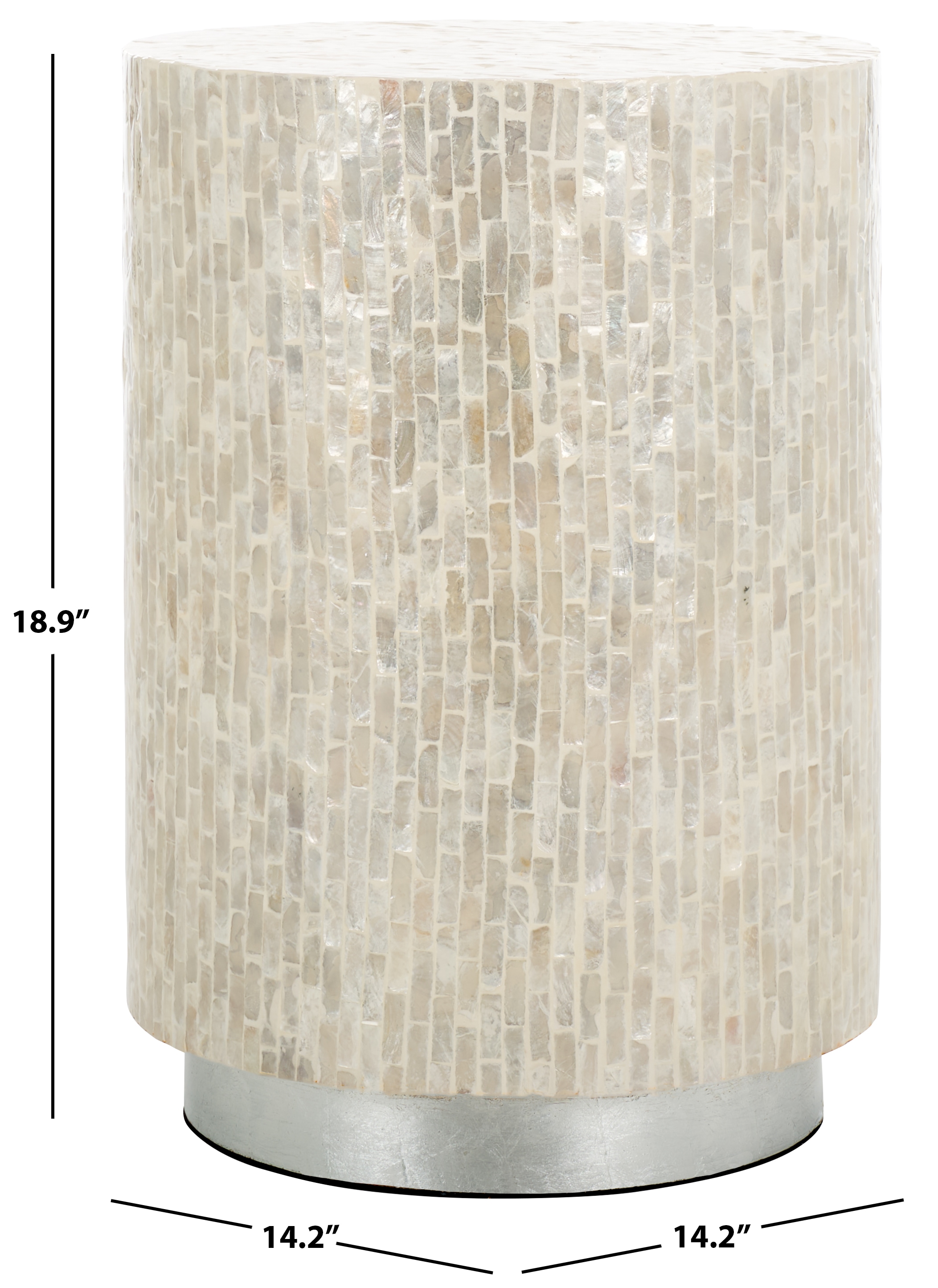Scarlett Round Capiz Accent Table with Silver Base