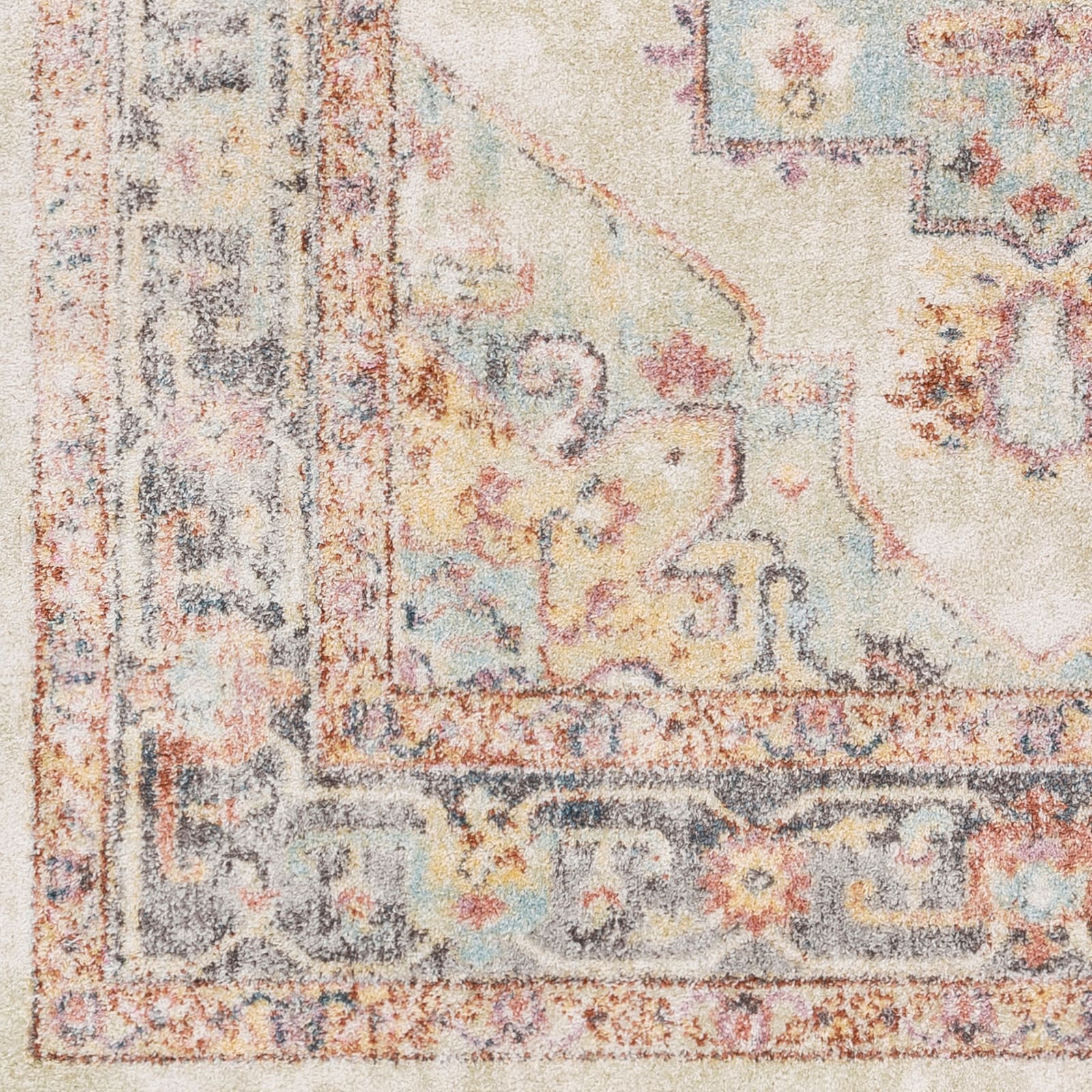 Light Blue Rectangular Reversible Stain-Resistant Synthetic Rug