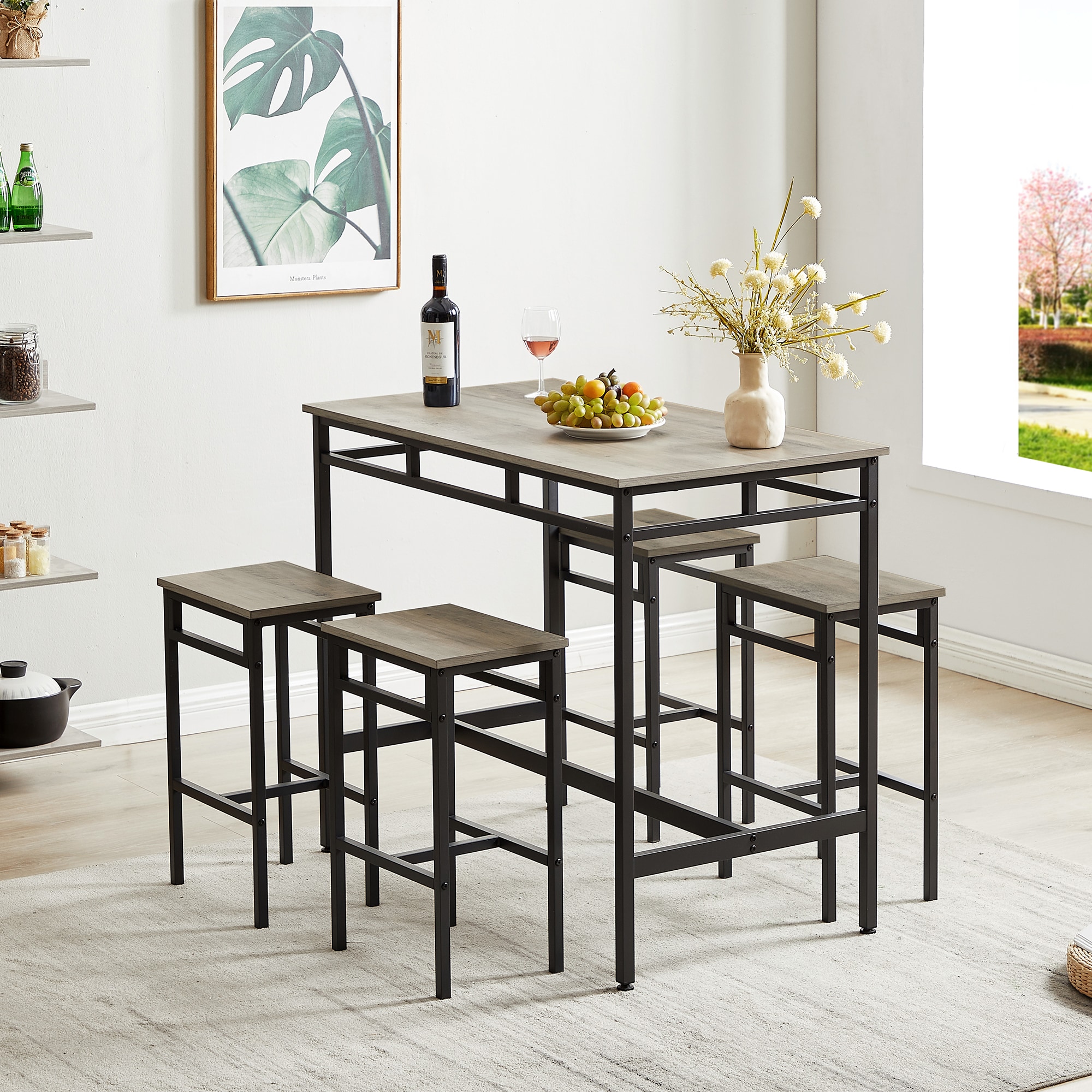 Sunrinx Gray Contemporary/Modern Dining Room Set with Rectangular Table ...