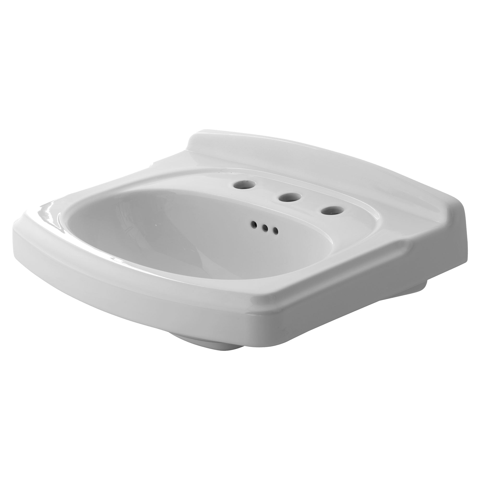 White Ceramic Rectangular Pedestal Bathroom Sink with Overflow