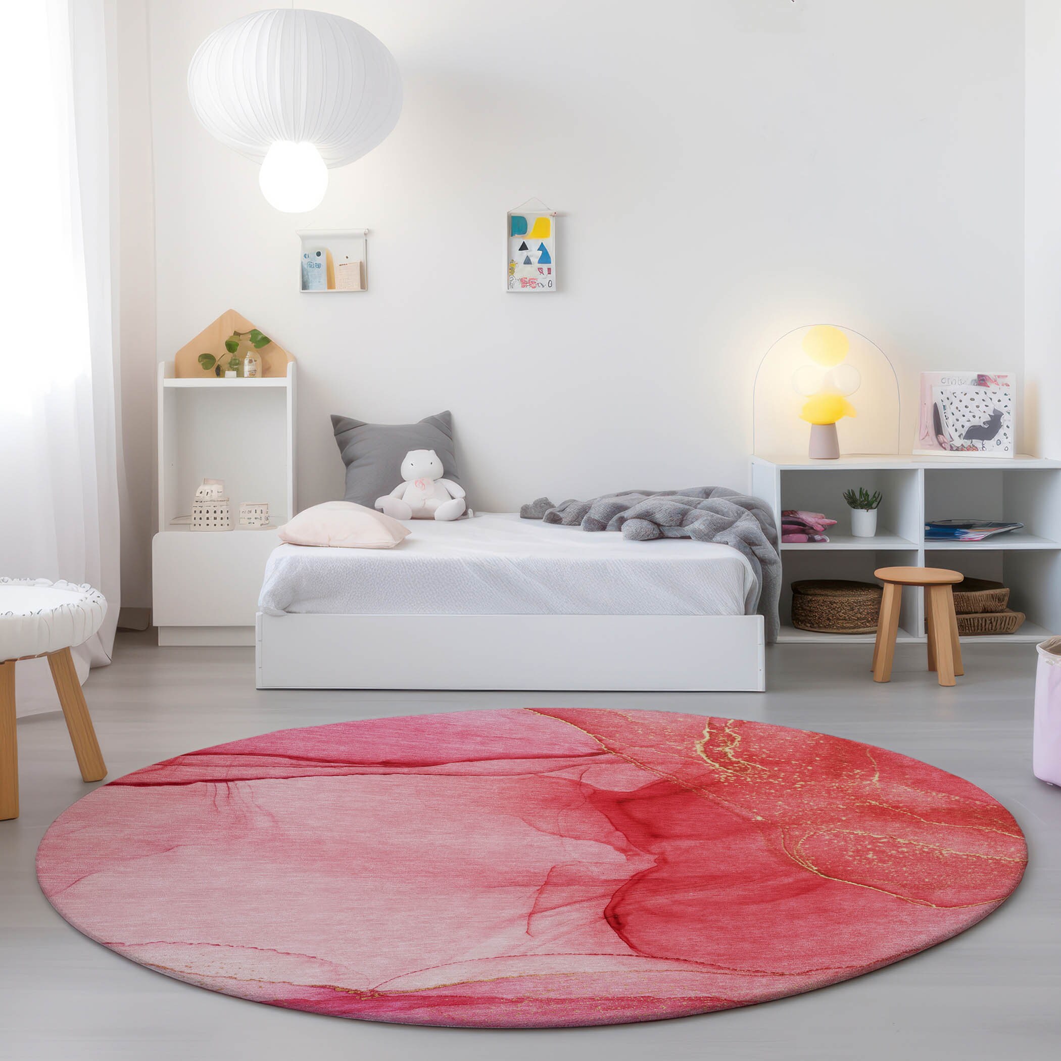 Addison Rugs ACN507PI8RO Chantille ACN507PI 8 x 8 (ft) Polyester Pink Round Indoor/Outdoor Abstract Machine washable Area rug