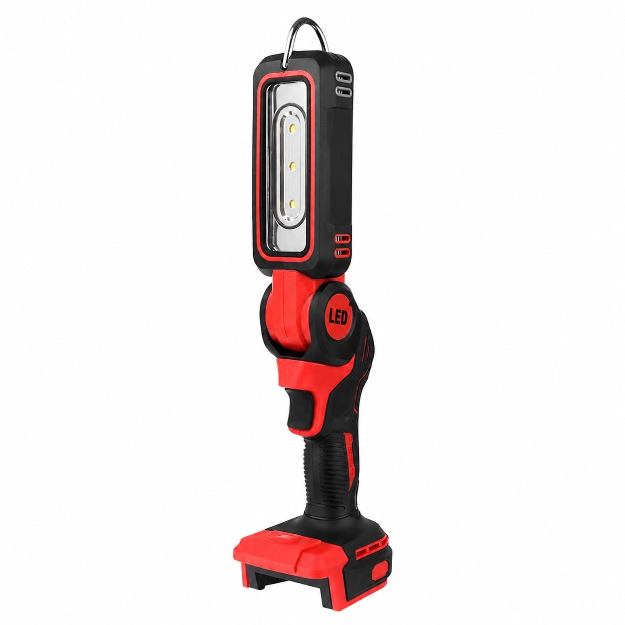 Lukvuzo LED Work Light 30W 2000LM Cordless Portable Flashlight with Pivoting Head Rotating Hook Black Red for Workshop Garage Jobsite Emergency #LLU0706L105