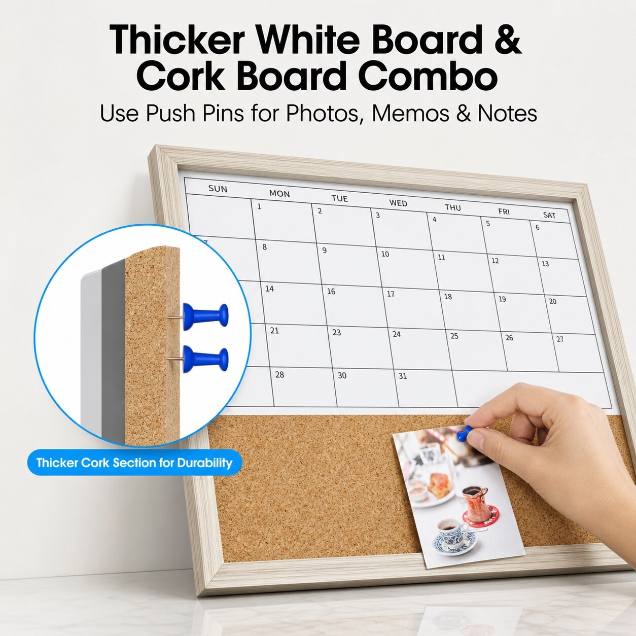 Baginizer 17x13 Monthly Calendar Whiteboard Cork Board Double Sided ...