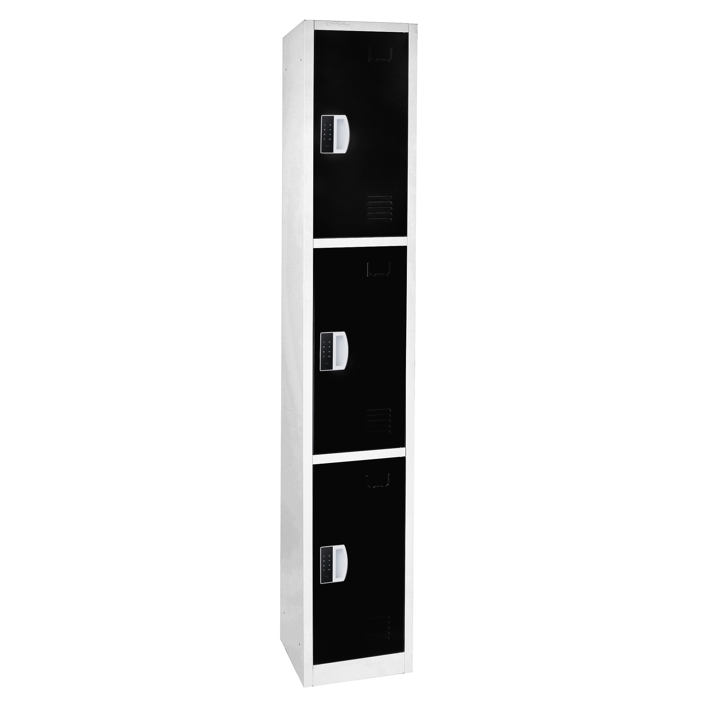 AdirOffice 48-in W x 72-in H x 12-in D Black 12-Door 3-Tier Metal