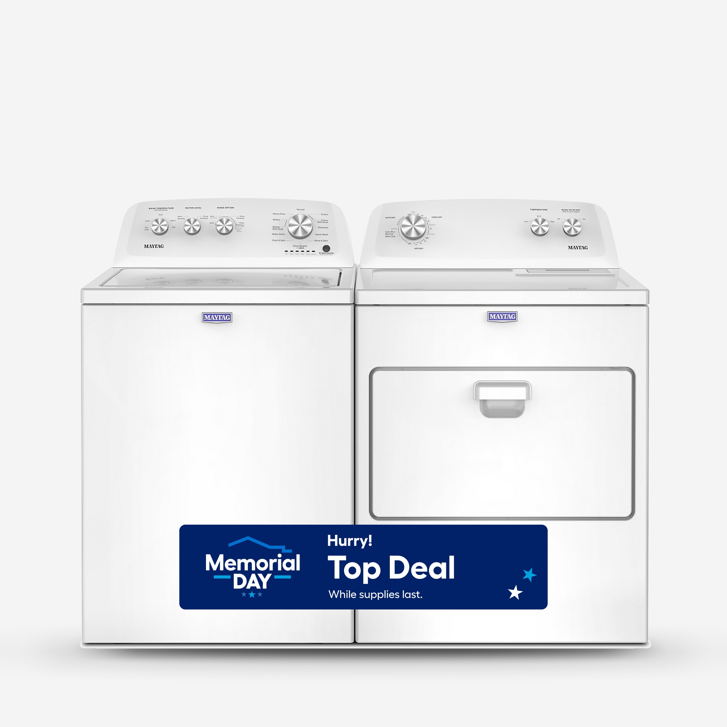 Maytag  Top-Load Washer with Agitator & Vented Electric Dryer Set