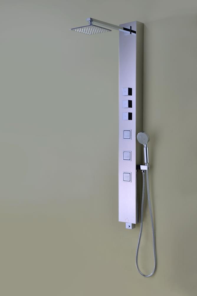Polished Chrome Stainless Steel 59" Shower Panel with Jets and Handheld Wand