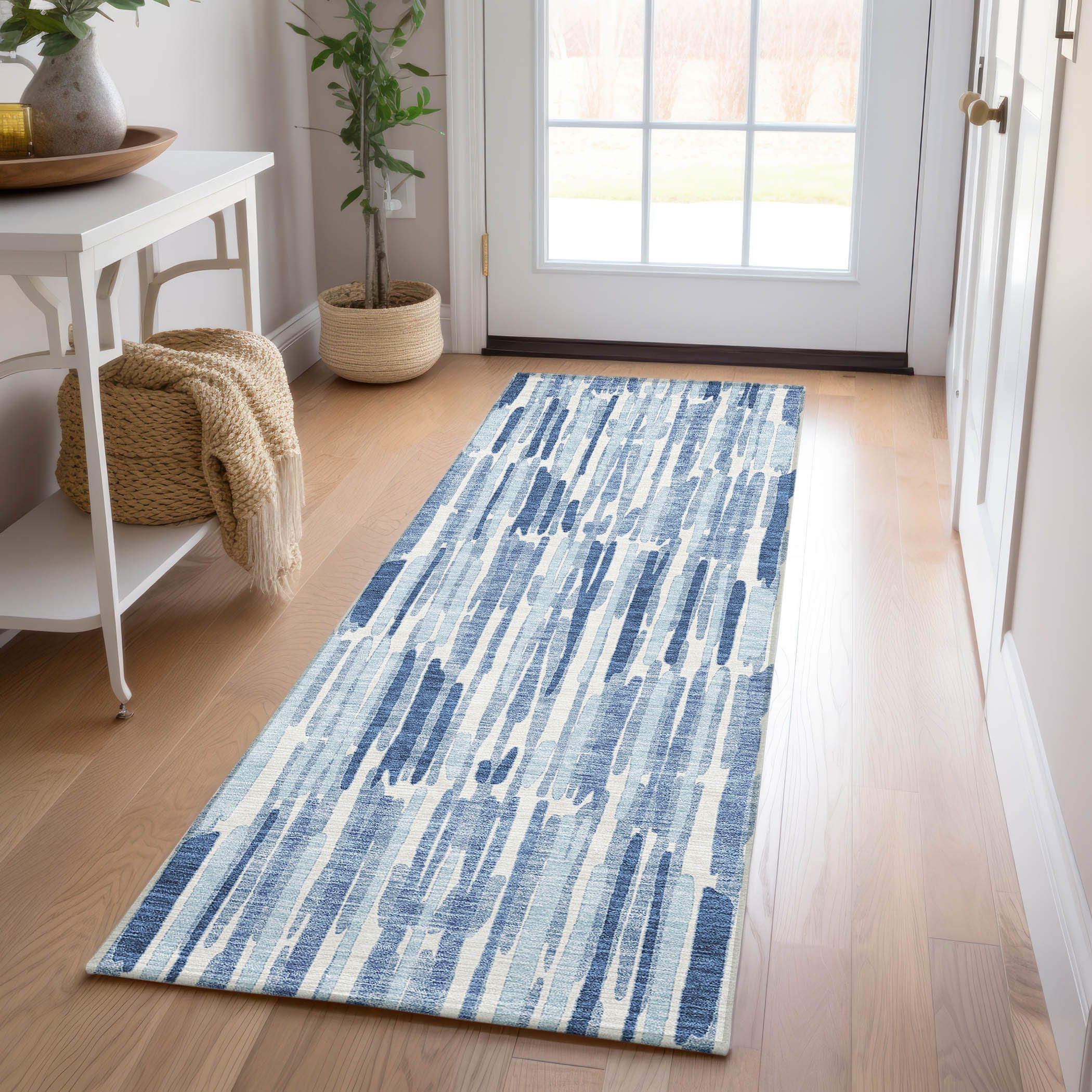 Addison Rugs ACN739BU2X8 Chantille ACN739BU 2 x 7 (ft) Polyester Blue Rectangular Indoor/Outdoor Geometric Machine washable Area rug