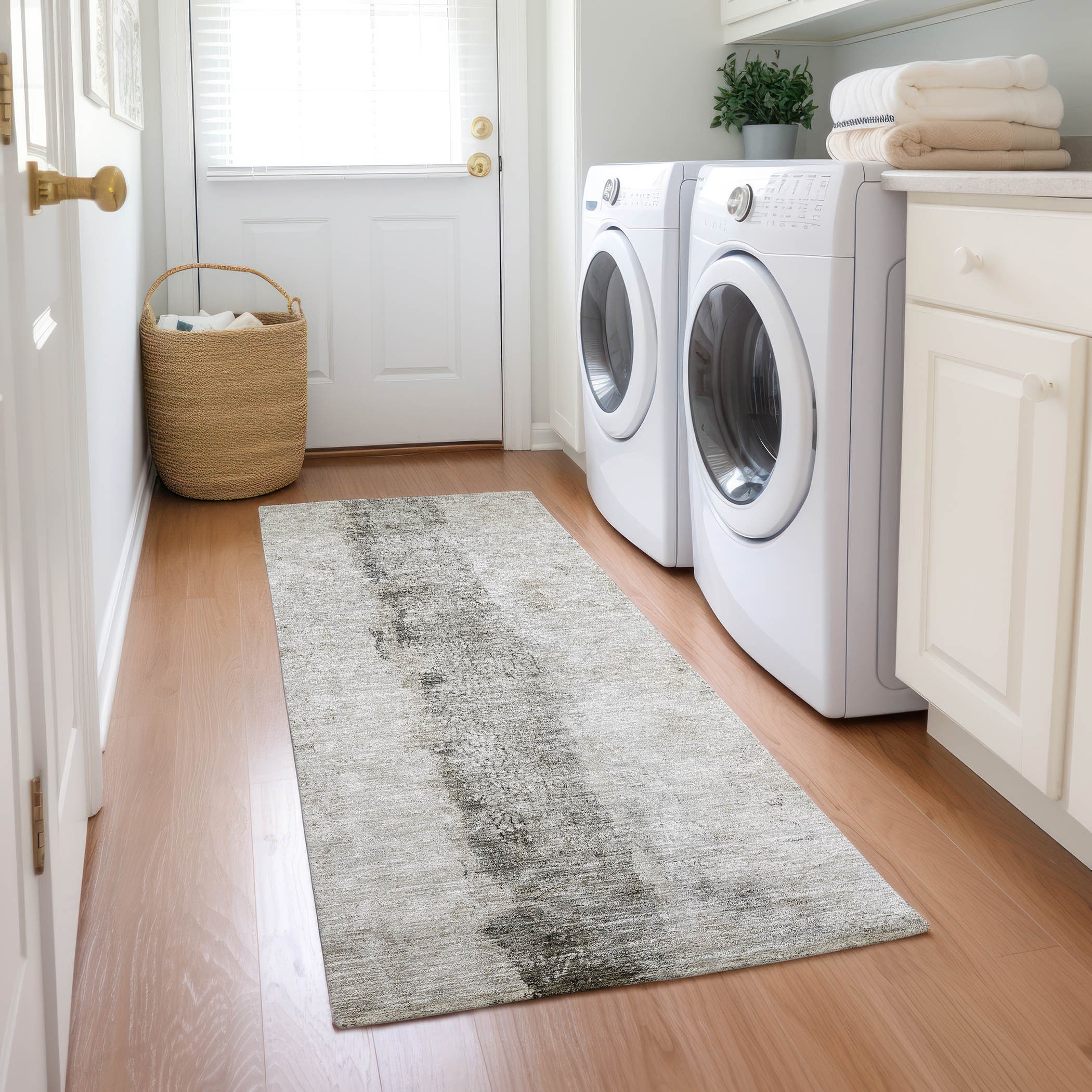 Addison Rugs ACN605TP2X8 Chantille ACN605TP 2 x 7 (ft) Polyester Taupe Rectangular Indoor/Outdoor Abstract Machine washable Runner rug