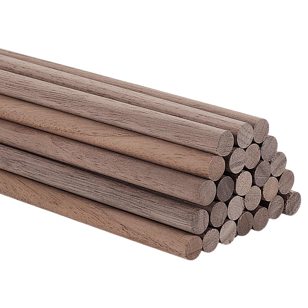 Aoibox  25 Pack Round Wood Dowel Rods 5 16 in x 11 8 in Walnut Finish for DIY Crafts Weaving Tapestry