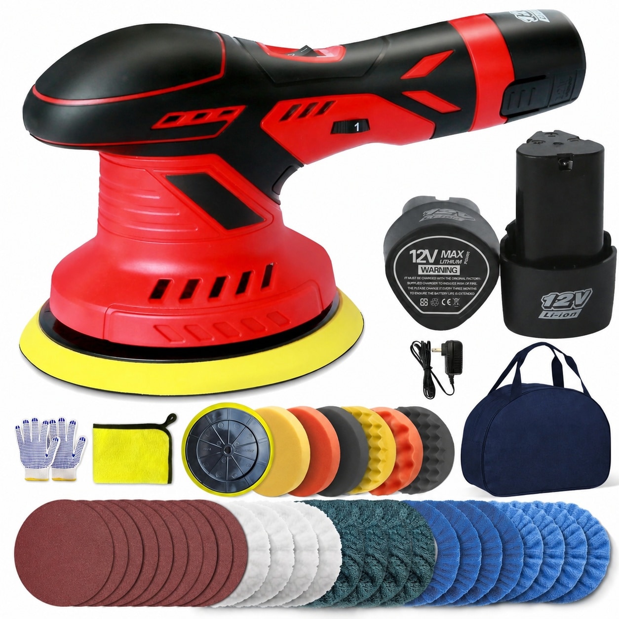 KHKFY  40pack Cordless Buffer Polisher Kit Variable Speed Car Buffer and Polisher for Car Detailing Waxing and Floor Polishing with Accessories