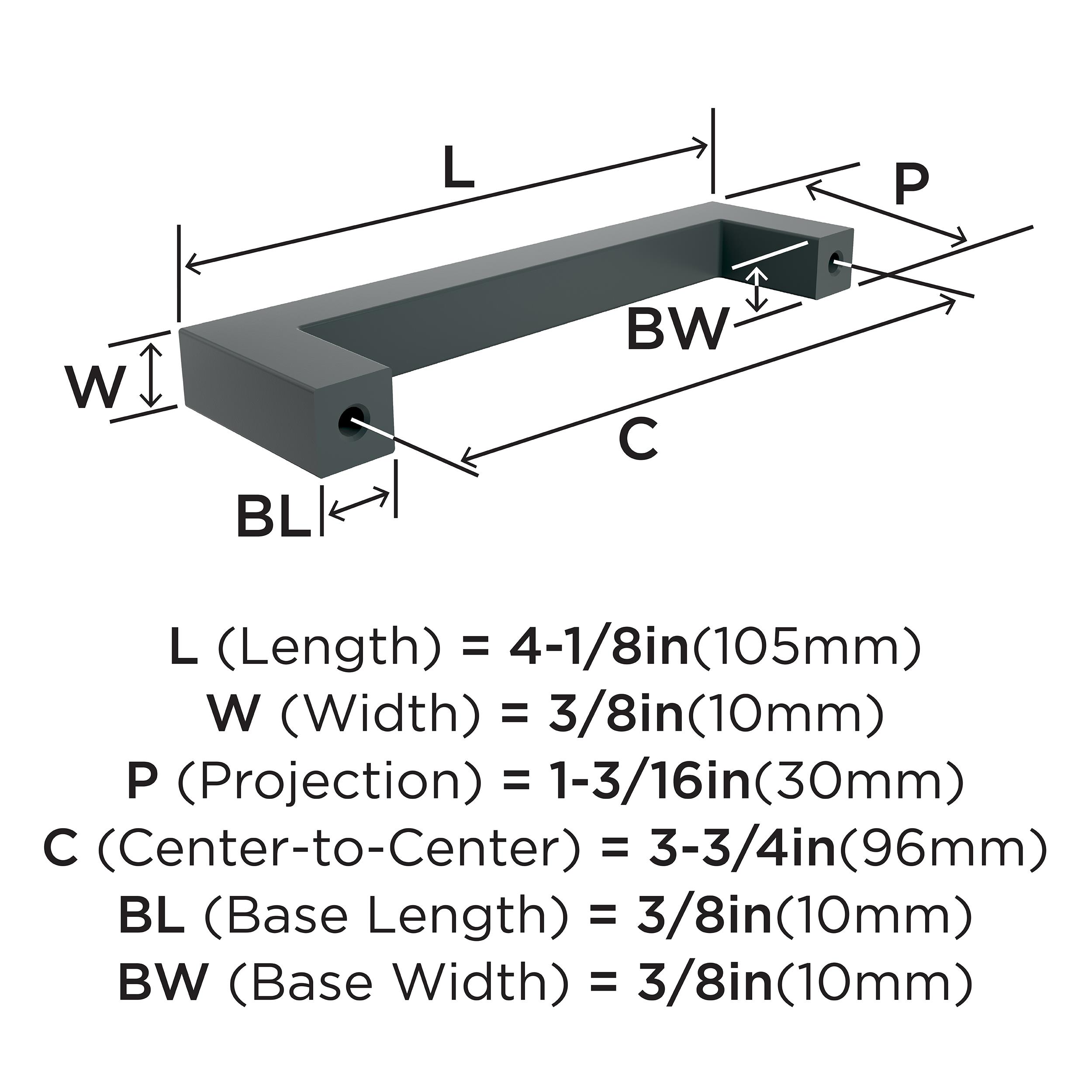 Amerock Monument 3-3/4-in , 96mm Center to Center Matte Black Square ...