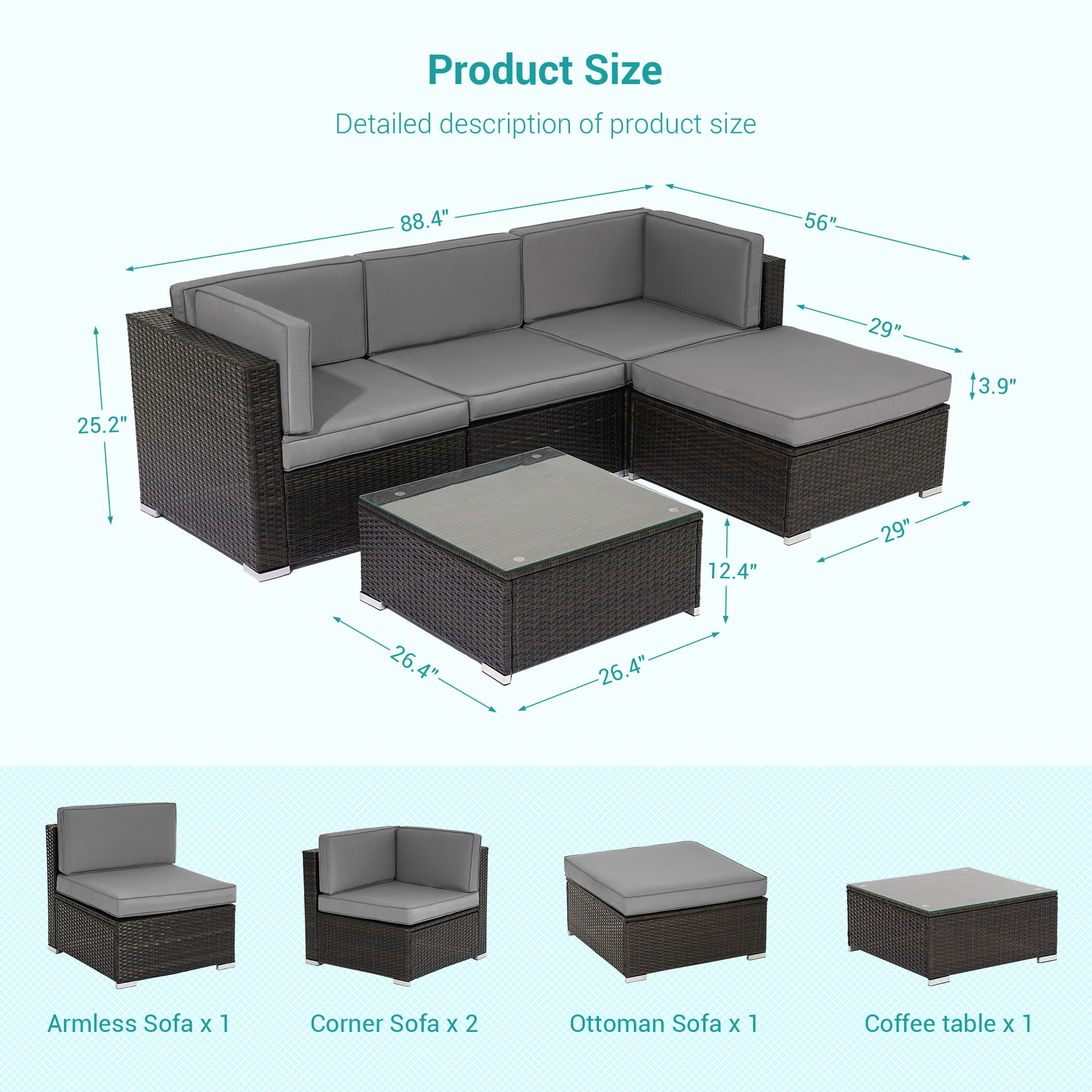 ACEGOSES LW-HSF325GY Patio-Conversation-Sets - View #2