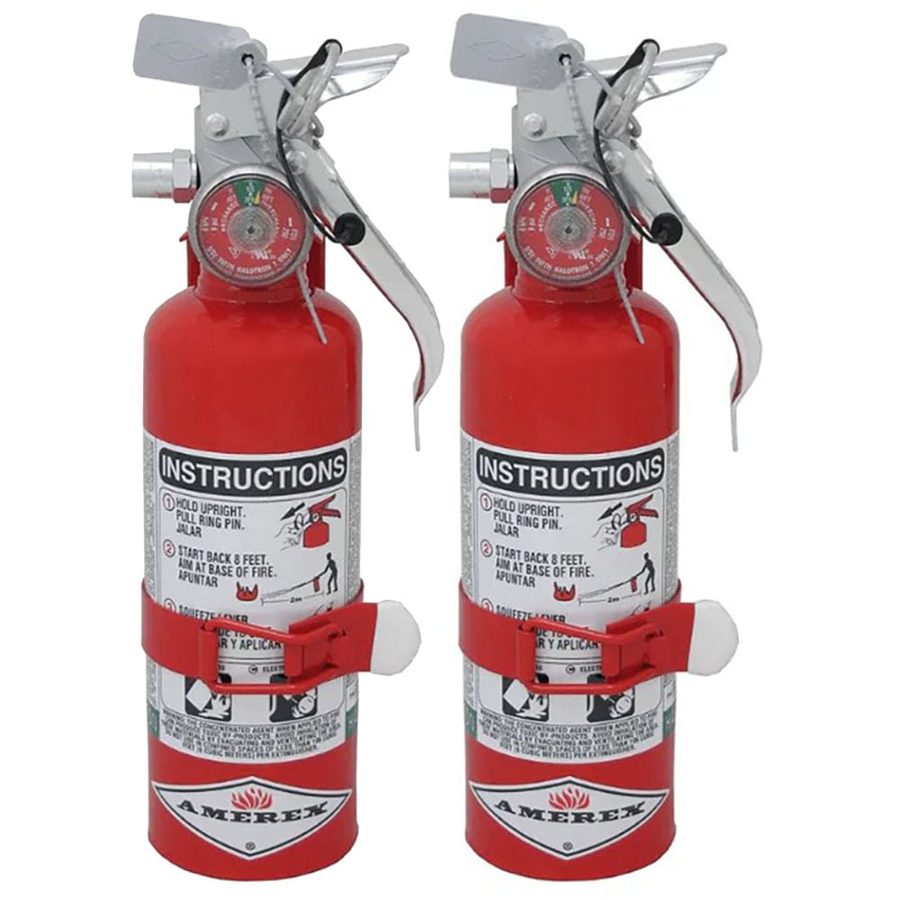 Amerex A384T 1.4lb Halotron I Fire Extinguisher with Aluminum Valve and Vehicle Bracket - 2 Pack #A384TX2