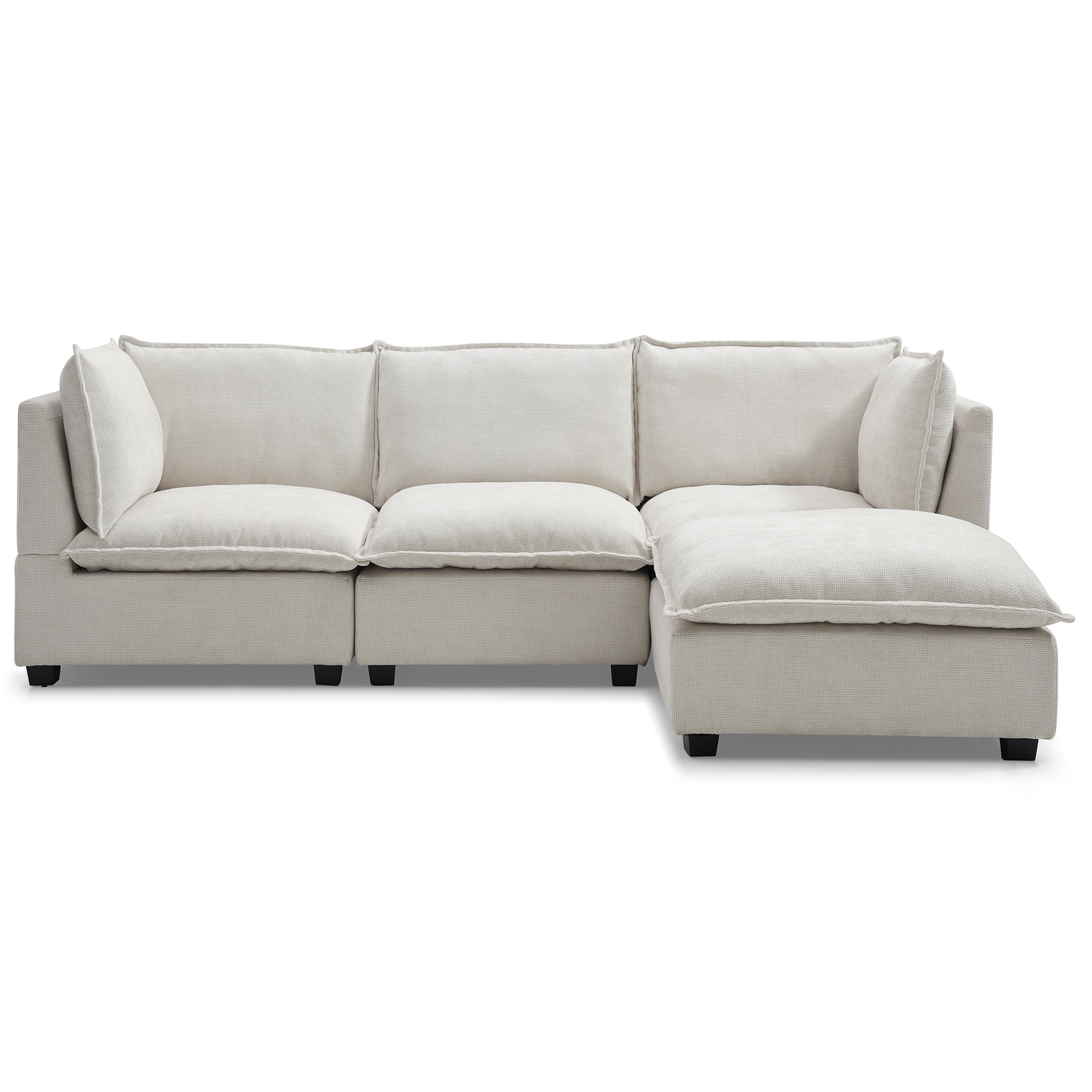 Bybafun YA3700275 99.3-Inches Modern Beige Linen Reclining Sectional