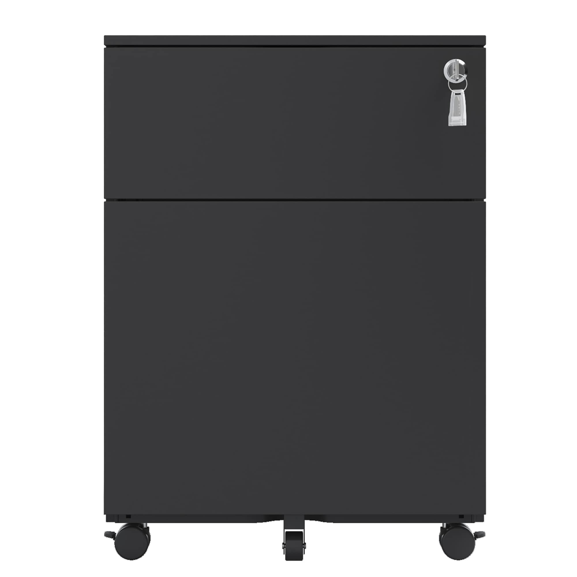 Sumyeg WF-HW66090GR-LA 2 Drawer Mobile File Cabinet with Lock Black 2 -Drawer 15.35-in File Cabinet
