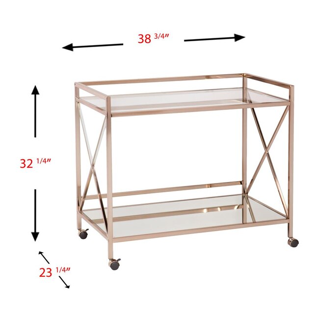 Boston Loft Furnishings Gold Metal Base with Mirror Glass Top Kitchen Cart (23.25-in x 38.75-in x 32.25-in) Boston Loft Furnishings Gold Metal Base with Mirror Glass Top Kitchen Cart (23.25-in x 38.75-in x 32.25-in)