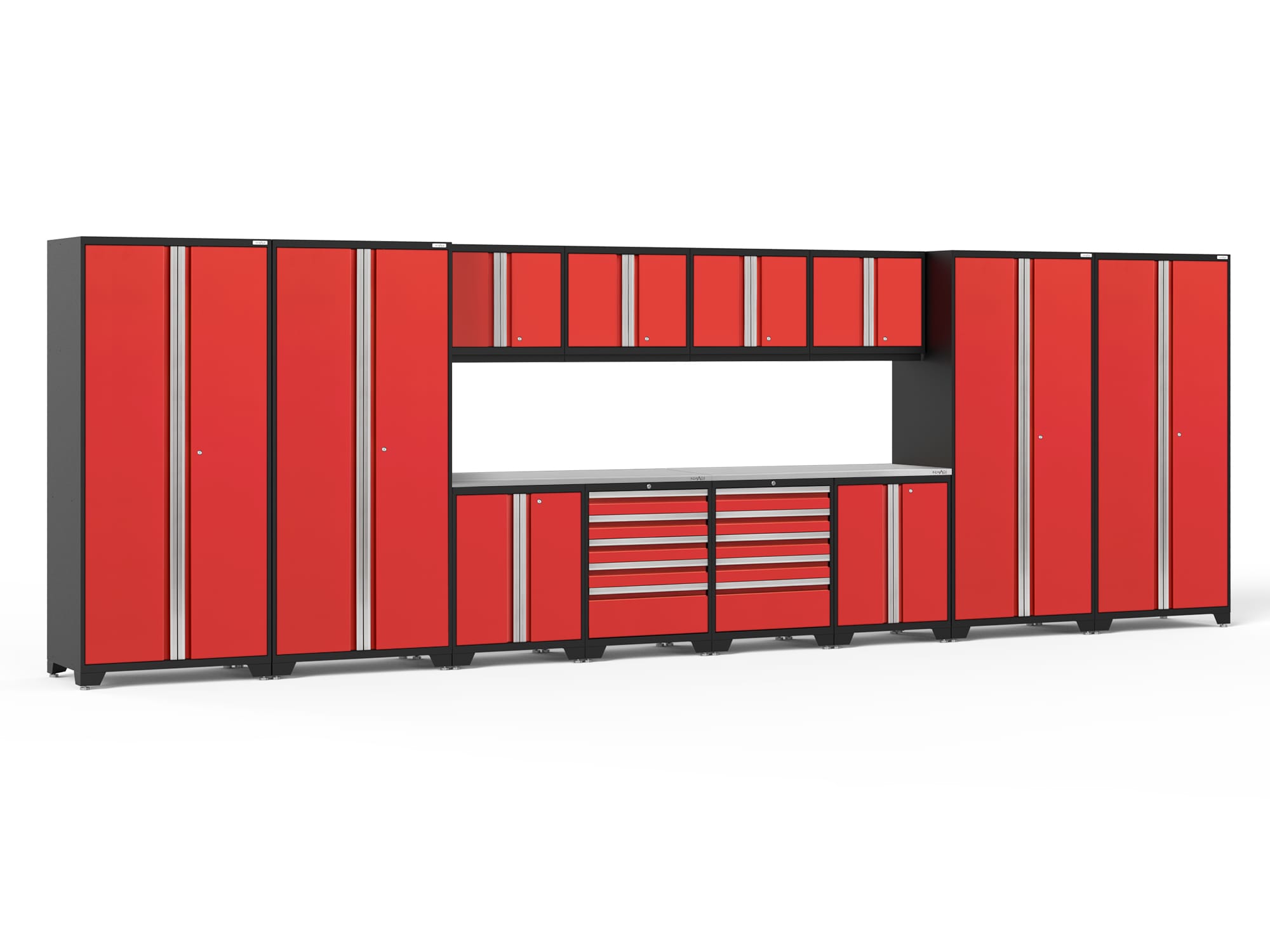 NewAge Products 52342 256.0-in W x 84.75-in H x 24.0-in D 12 -Cabinets Steel Deep Red Garage Storage System