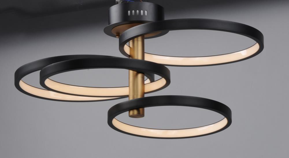 Hoopla 33.5" Black and Gold LED Pendant Light