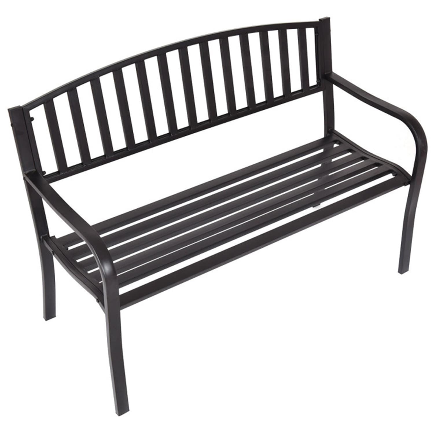 Mondawe - 50-in W x 34.2-in H Black Steel Garden Bench