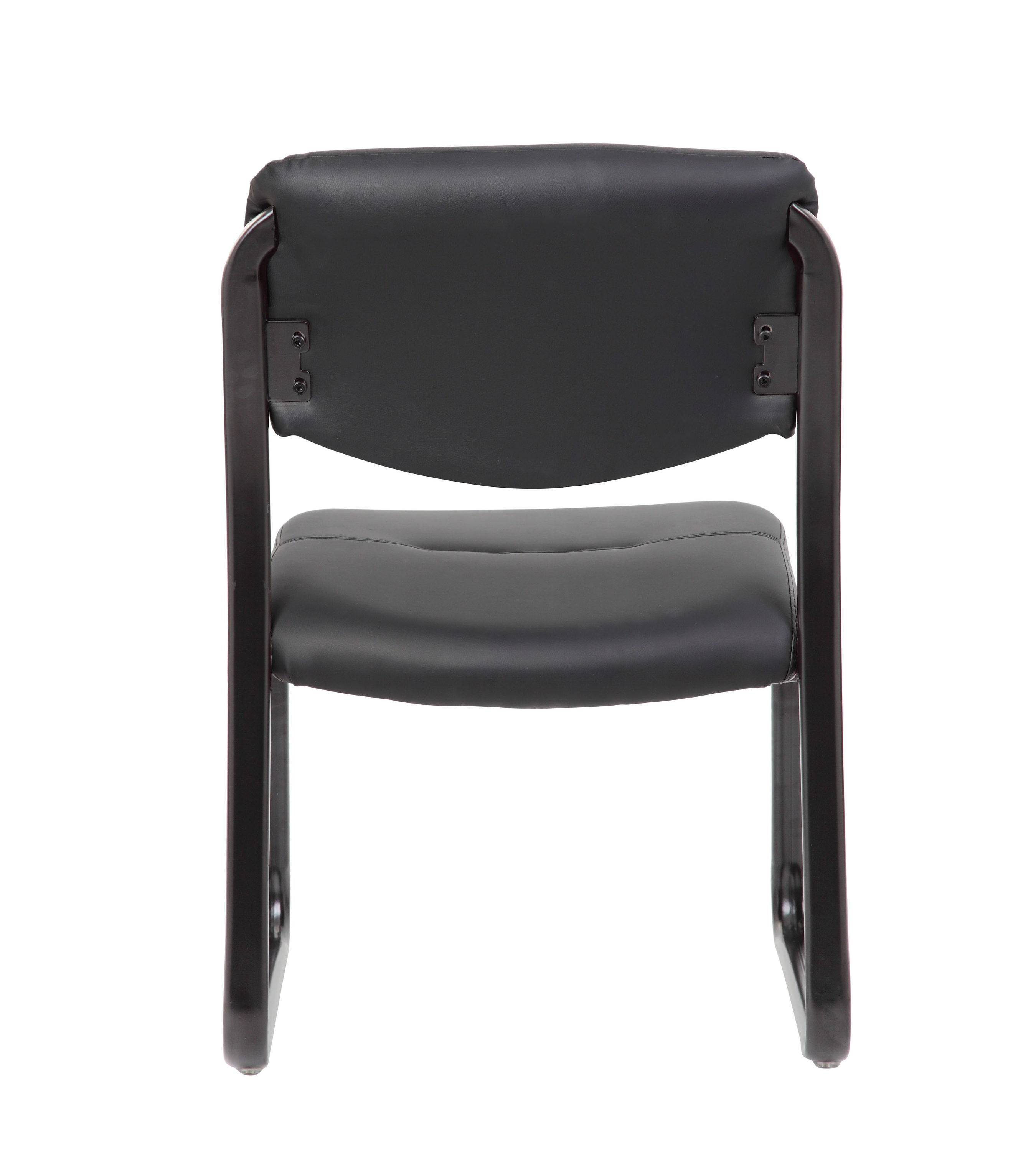 Elegant Black LeatherPlus Armless Guest Chair with Metal Sled Base