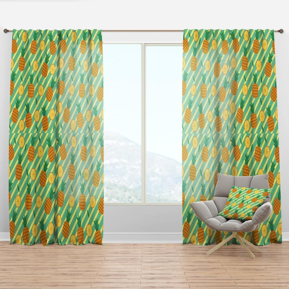 Designart CTN24354-52-84 84-Inches Yellow Abstract Room darkening Thermal lined Rod pocket Single curtain panel