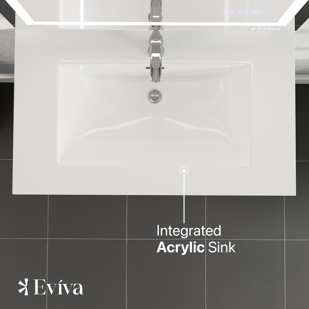 Ashy 32" Gray Laminate Wall-Mount Vanity with Acrylic Sink