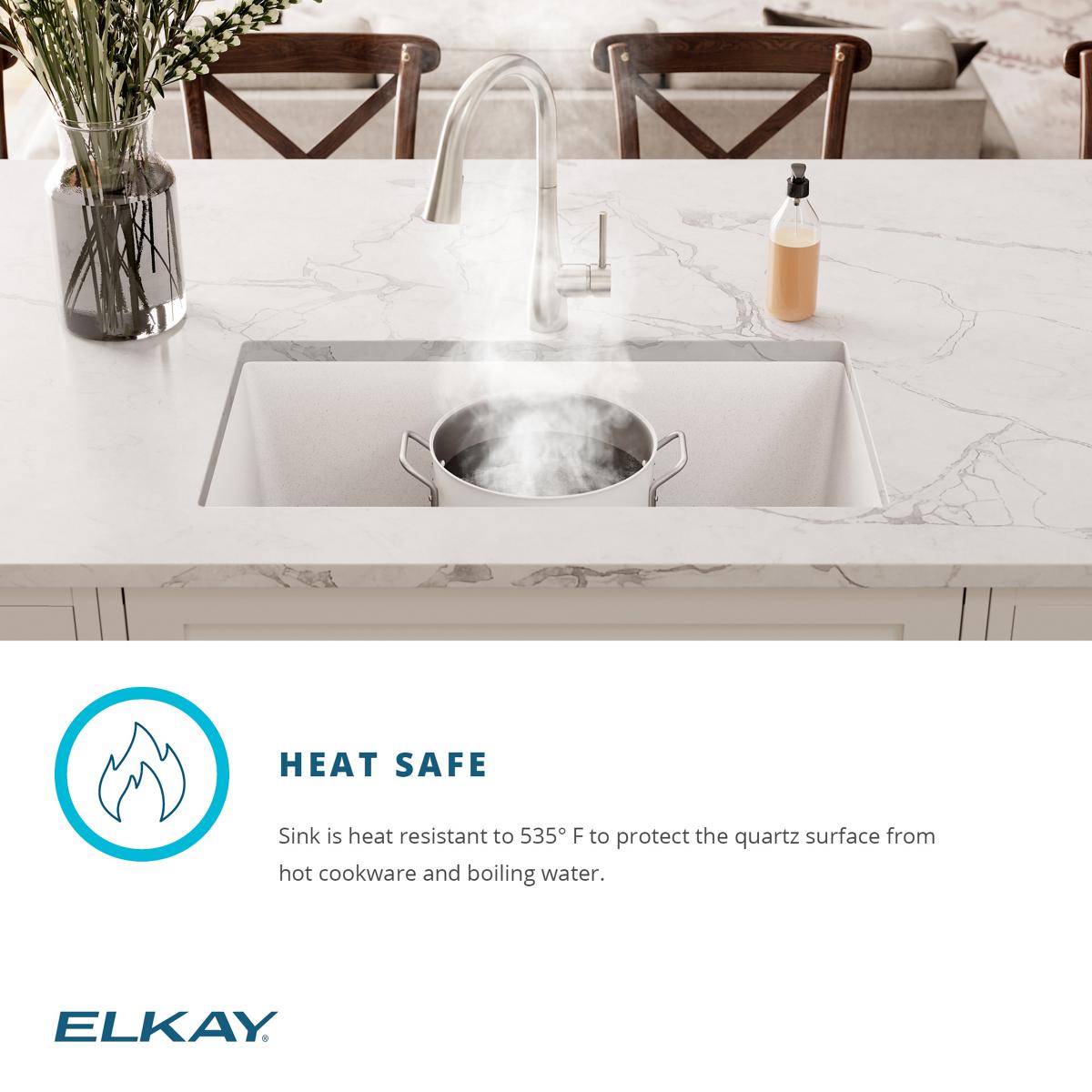 Elkay Quartz classic Undermount 33-in x 18.768-in Bisque Quartz Single Bowl  Kitchen Sink in the Kitchen Sinks department at