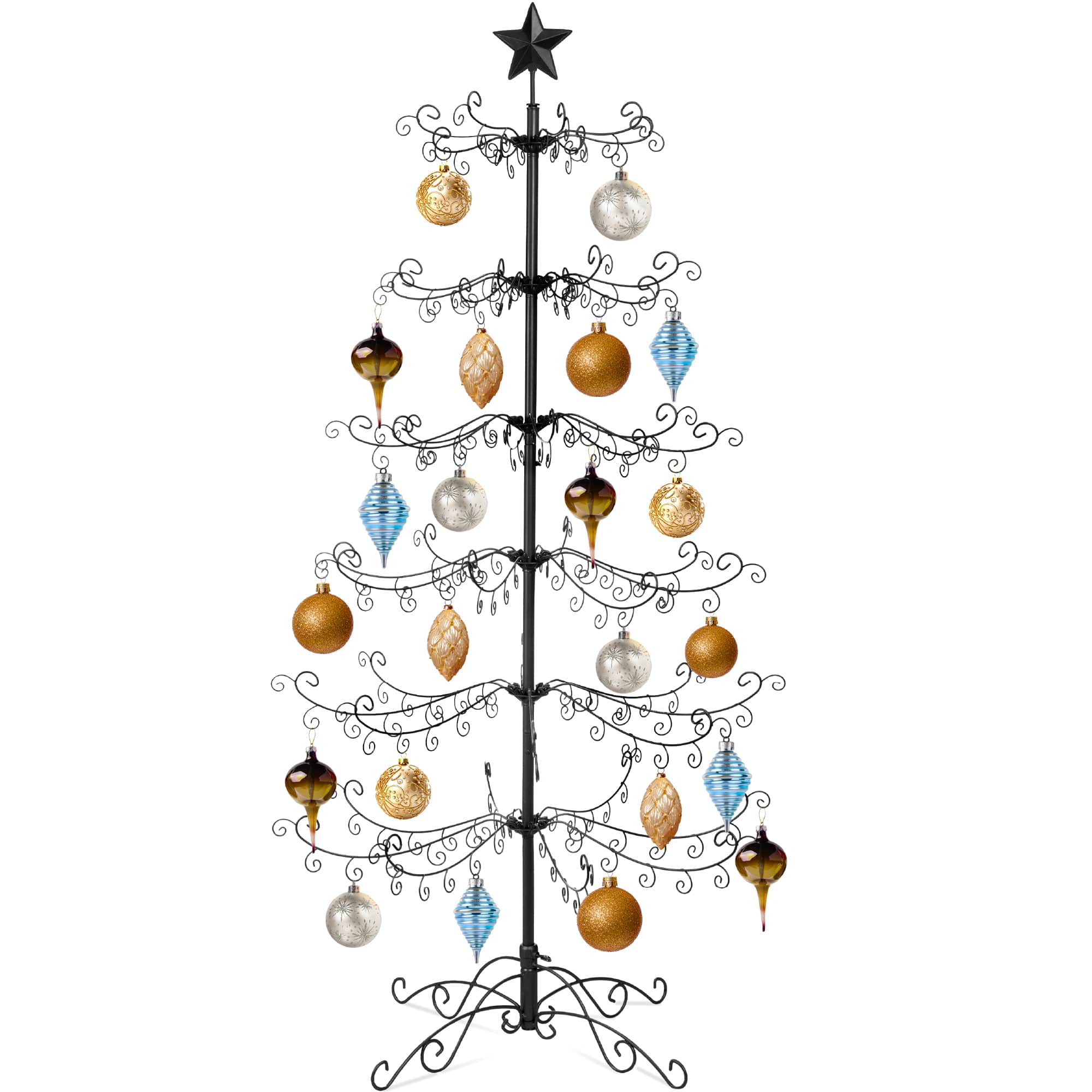 Best Choice Products 6ft Wrought Iron Ornament Display Christmas Tree w/ Easy Assembly Stand - Black #SKY5362