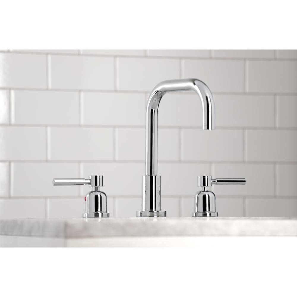 Kingston Brass WLFSC8931DL Concord Polished chrome Widespread 2-handle High-arc Residential Handle Bathroom Sink Faucet with Drain