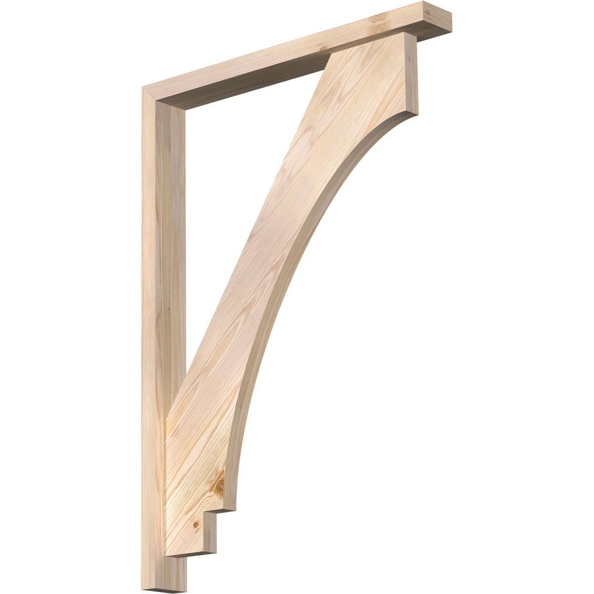 Ekena Millwork 1462931 Imperial Block Smooth Bracket with Offset Brace Douglas Fir Wood Standard Bracket