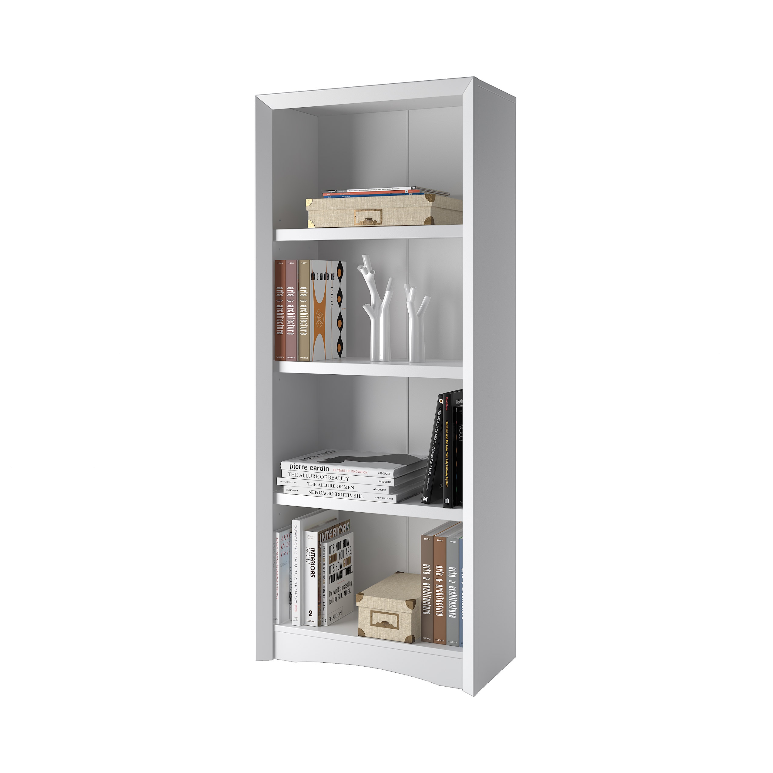 CorLiving - Quadra 4-Shelf Bookcase - White