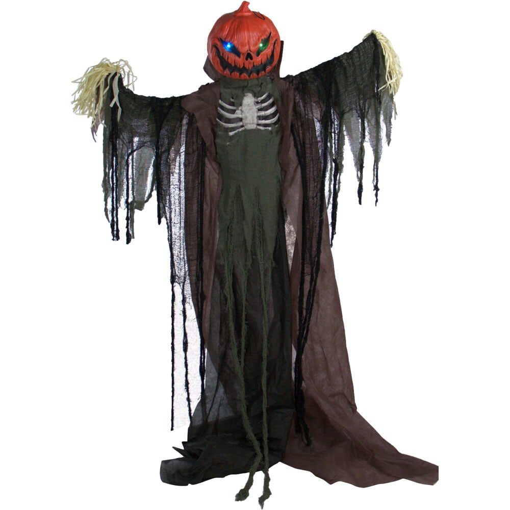 Haunted Hill Farm 7-ft Moaning Pre-Lit Animatronic Scarecrow Free ...