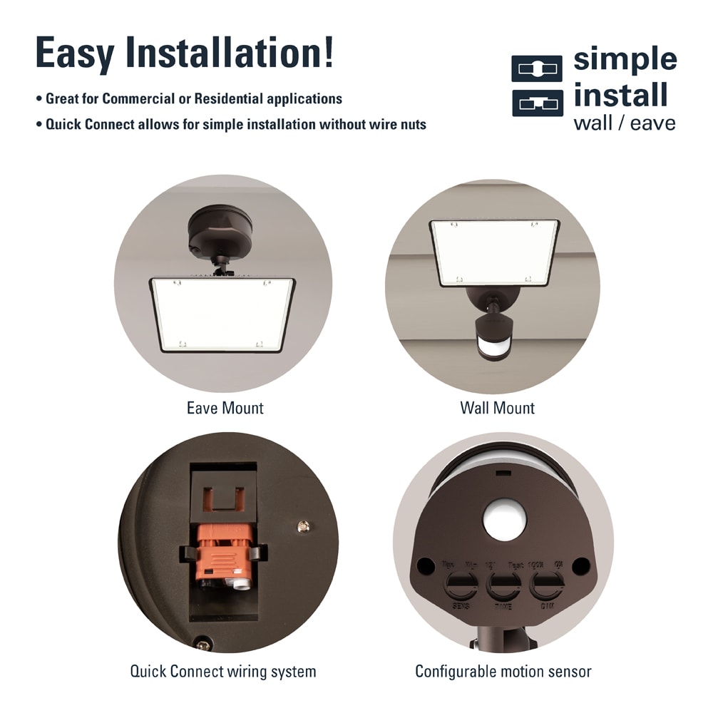 Bronze Motion Activated Outdoor LED Flood Light with Square Head