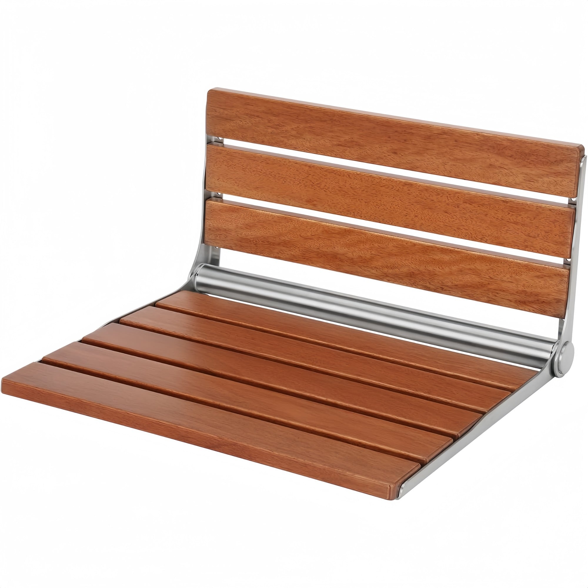 Numhew 20in W Foldable Teak 1-Seat Wall Mounted Shower Seat